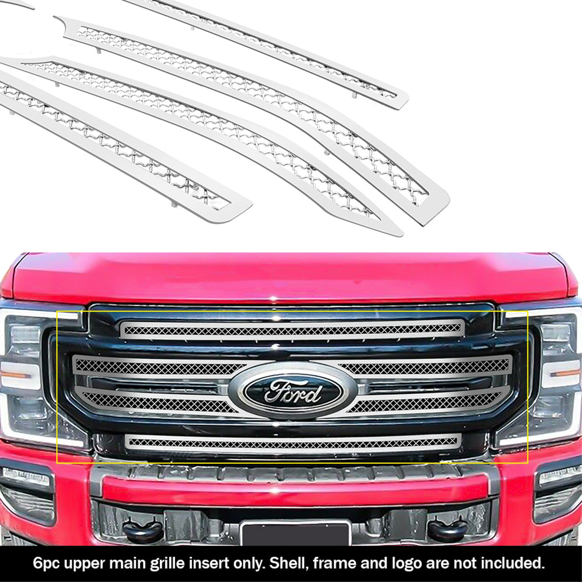 2020-2022 Ford F-250 Lariat/ 2020-2022 Ford F-350 Lariat Stainless Steel Chrome Finish 2.5Mm Wire Mesh Mesh Grille