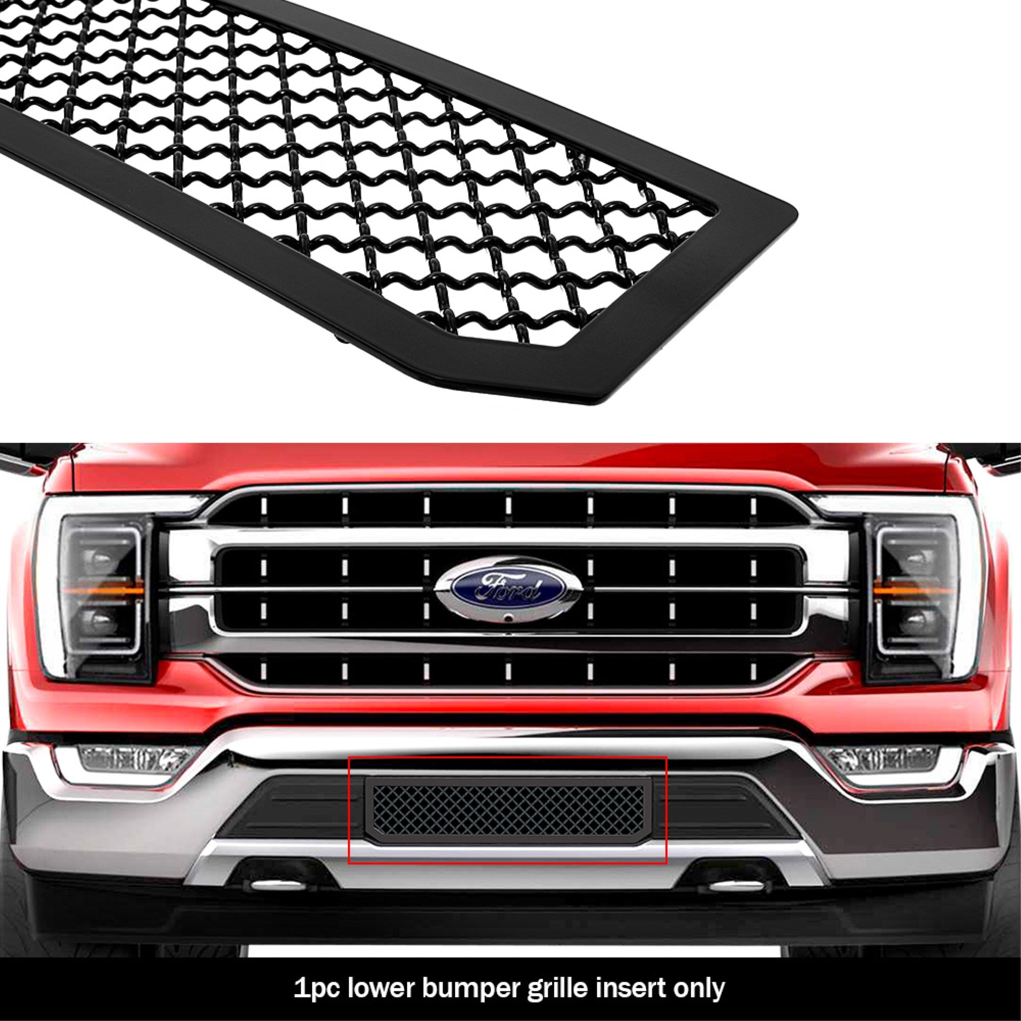 2021-2022 Ford F-150 Stainless Steel Black Powder Coated Finish 2.5Mm Wire Mesh Black Wire Mesh Grille
