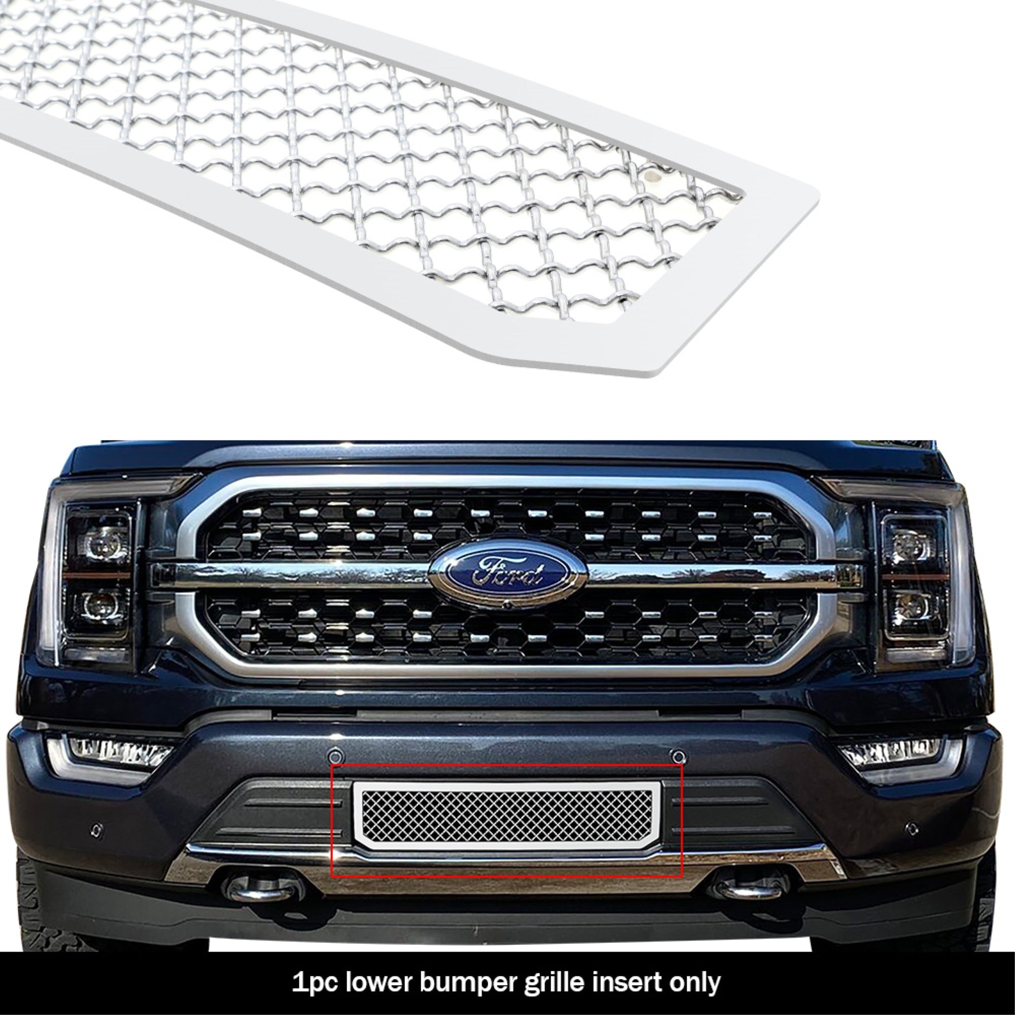 2021-2022 Ford F-150 Stainless Steel Chrome Finish 2.5Mm Wire Mesh Mesh Grille