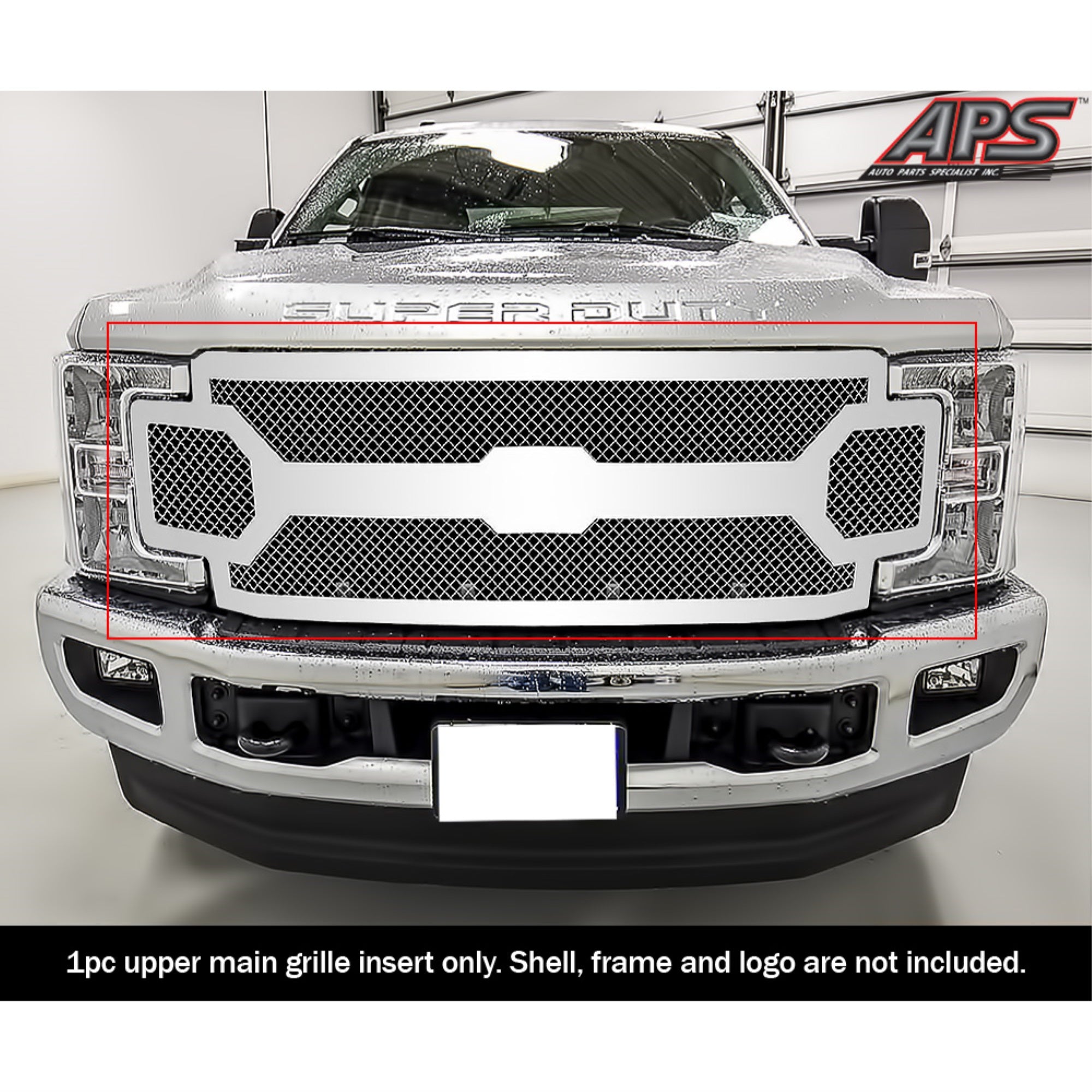 2017-2019 Ford F-250 Without Front Camera/2017-2019 Ford F-350 Without Front Camera/2017-2019 Ford F-450 Without Front Camera/2017-2019 Ford F-550 Without Front Camera Stainless Steel Polished Finish 2.5 Mm Wire Mesh Mesh Grille
