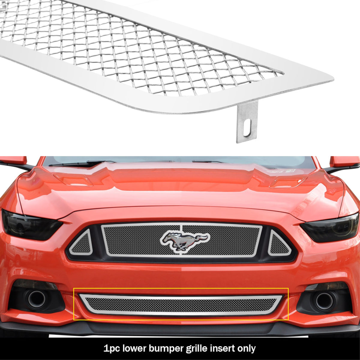 2015-2017 Ford Mustang Gt V8 Stainless Steel Polished Finish 1.8 Mm Wire Mesh Mesh Grille