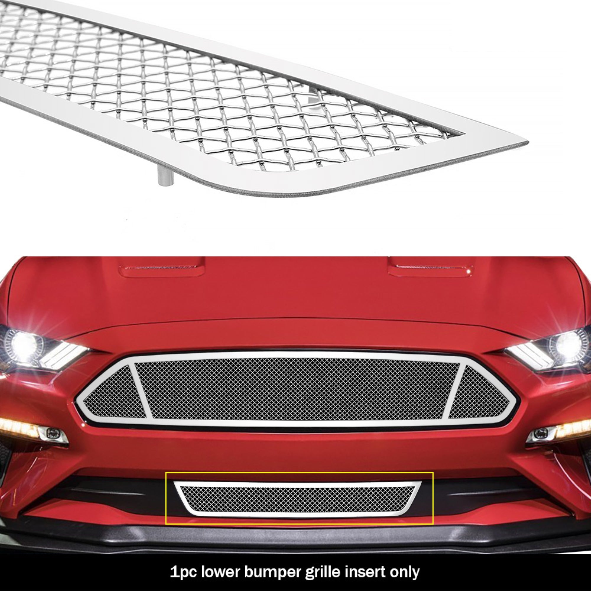 Stainless Steel Lower Bumper Mesh Grille 2018-2022 Ford Mustang Only for V8 GT models