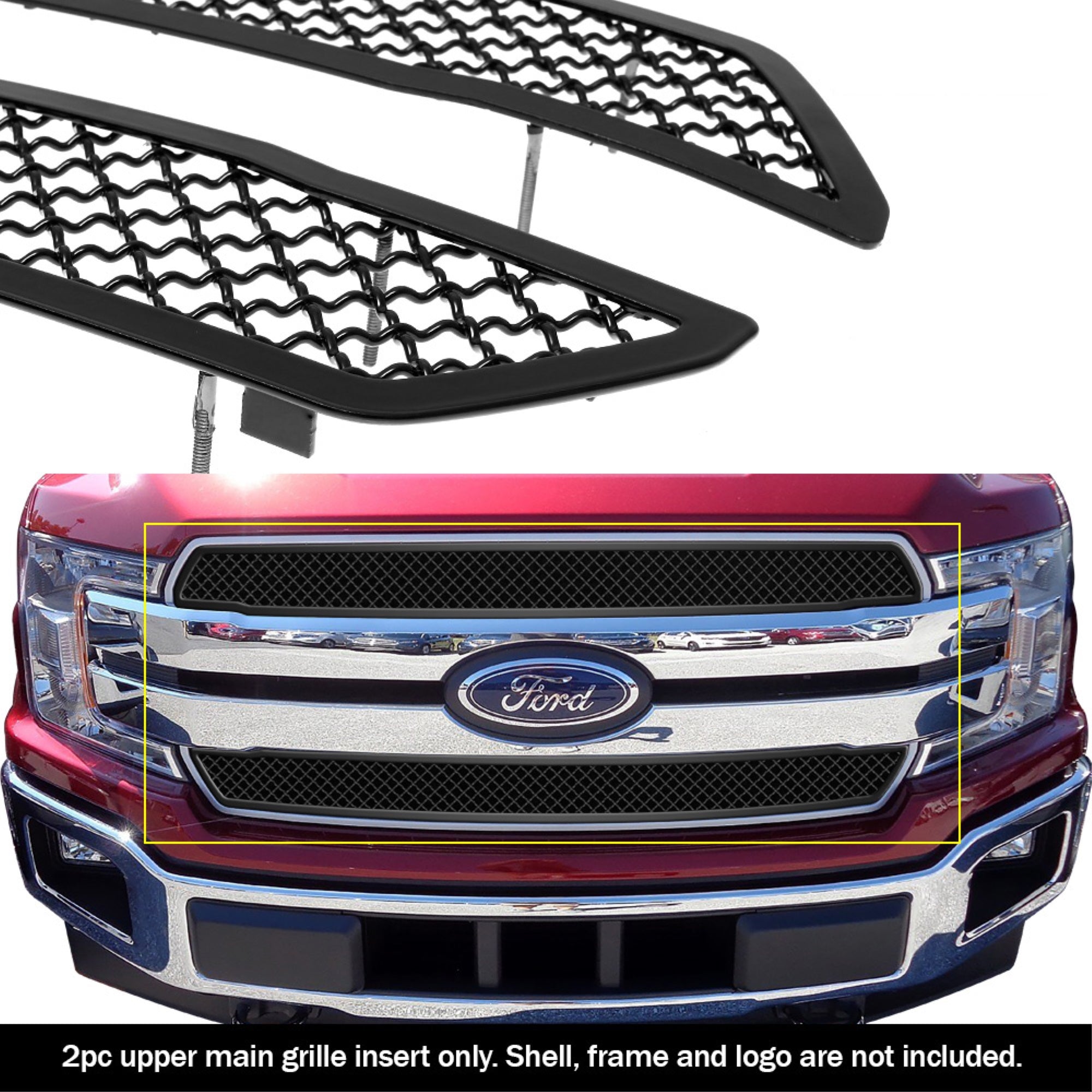 2018-2020 Ford F-150 Xl Bar Style/2018-2020 Ford F-150 Xlt Bar Style/2018-2020 Ford F-150 Lariat Bar Style Stainless Steel Black Powder Coated Finish 2.5 Mm Wire Mesh Black Wire Mesh Grille