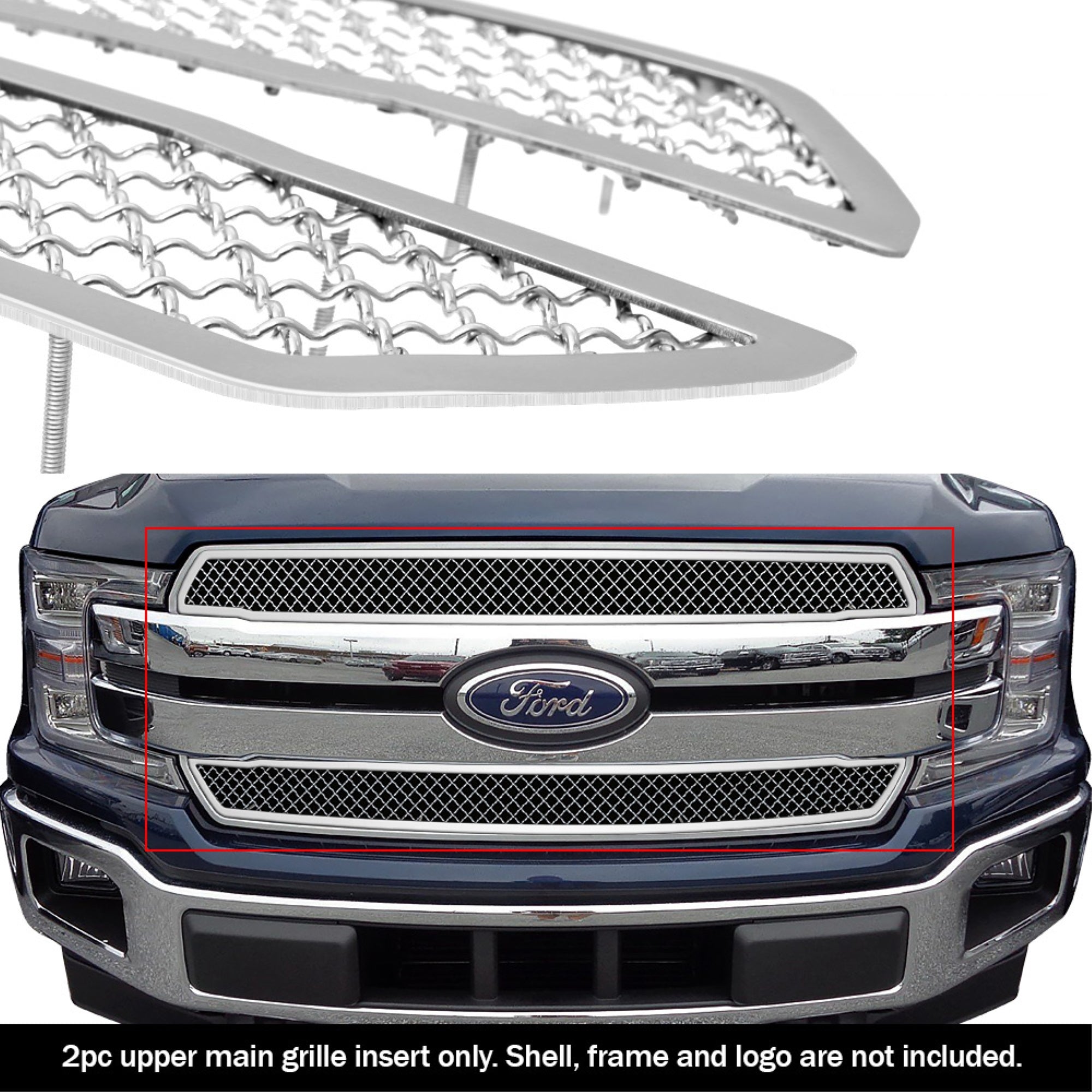 2018-2020 Ford F-150 Xl Bar Style/2018-2020 Ford F-150 Xlt Bar Style/2018-2020 Ford F-150 Lariat Bar Style Stainless Steel Polished Finish 2.5 Mm Wire Mesh Mesh Grille