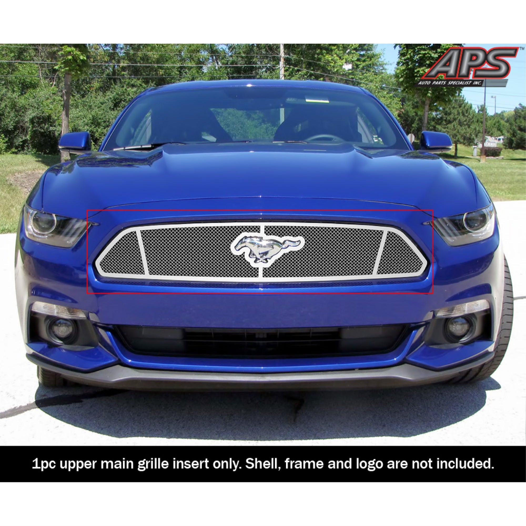 Stainless Steel Main Upper Mesh Grille 2015-2017 Ford Mustang Only for V6 Base models with logo show