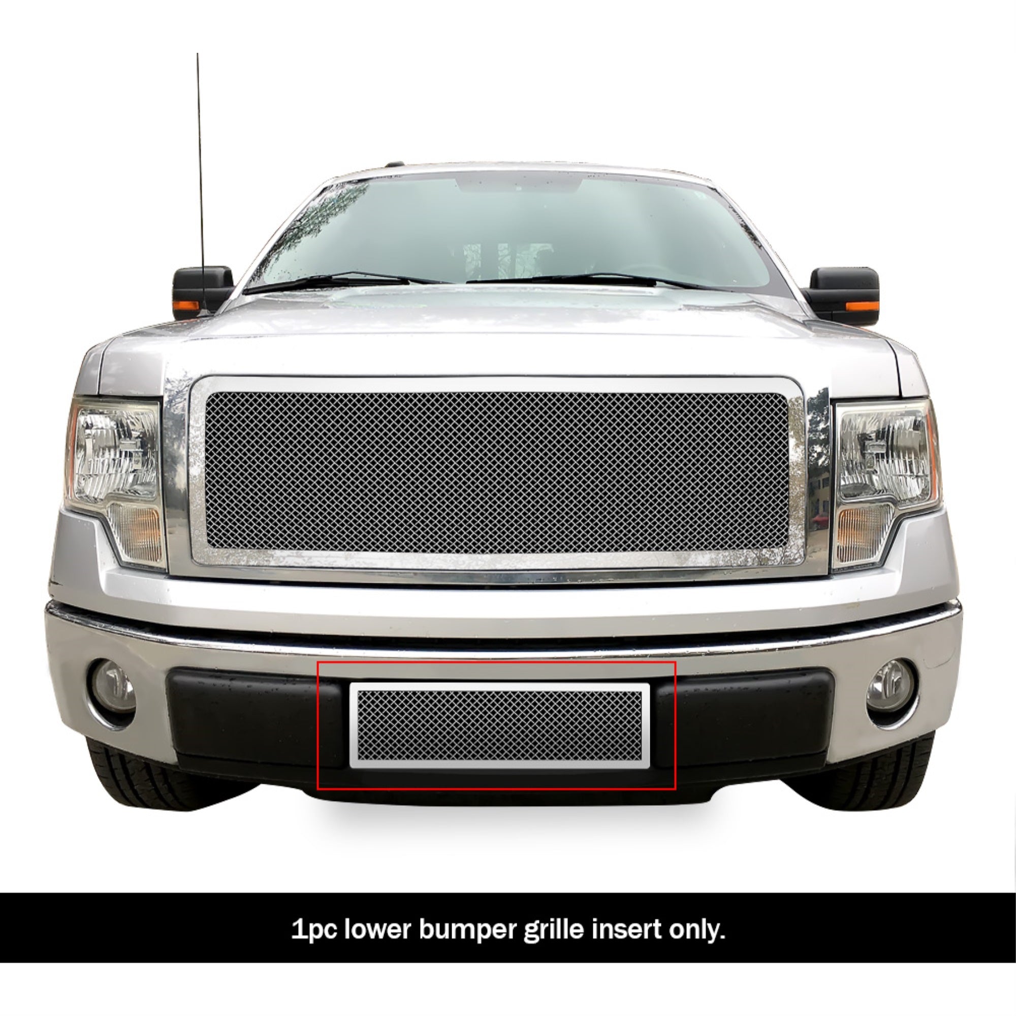 2009-2014 Ford F-150 (Not For Harley Davidson And Raptor) Stainless Steel Polished Finish 1.8 Mm Wire Mesh Mesh Grille