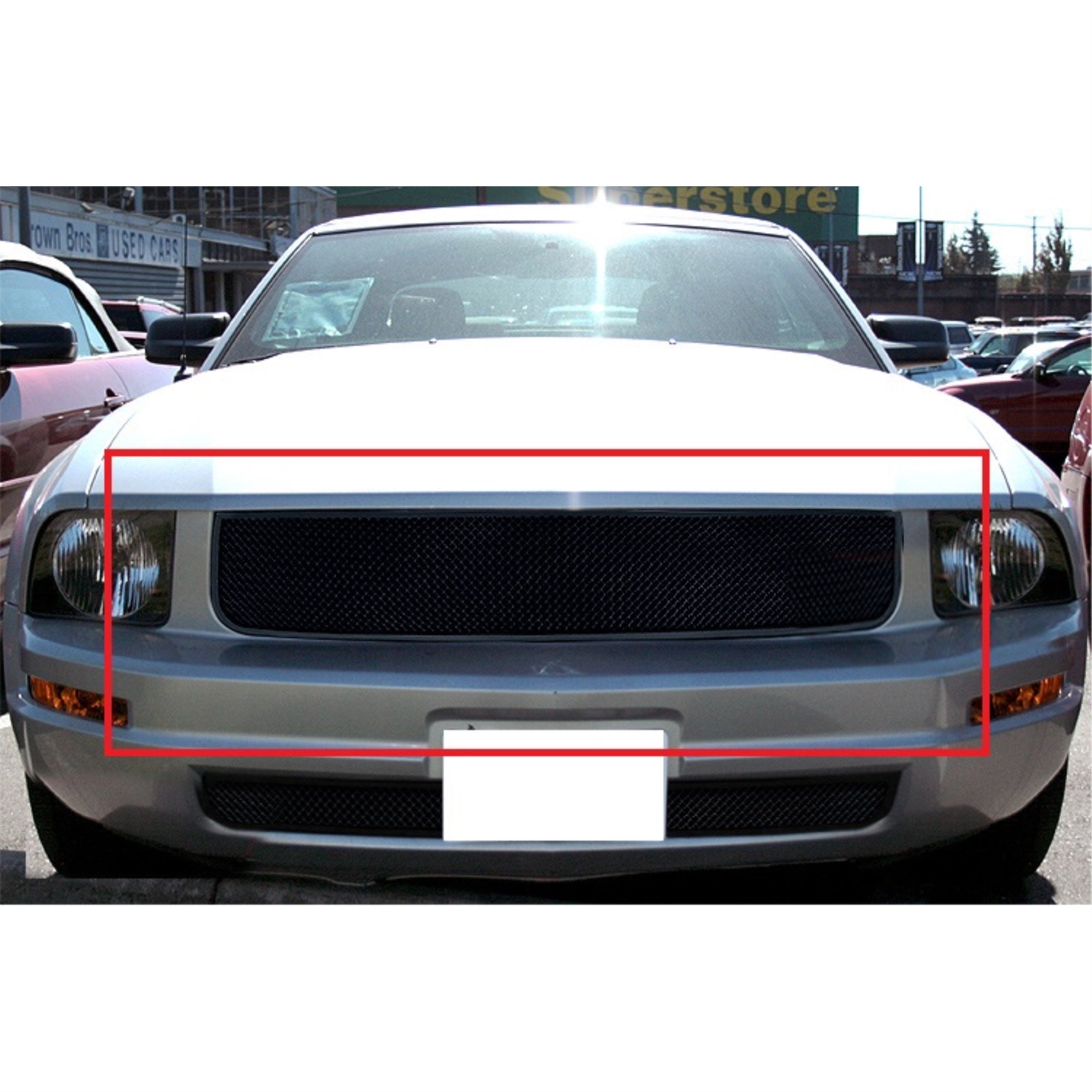 2005-2009 Ford Mustang V6 Except Pony Package Stainless Steel Black Powder Coated Finish 1.8 Mm Wire Mesh Black Wire Mesh Grille