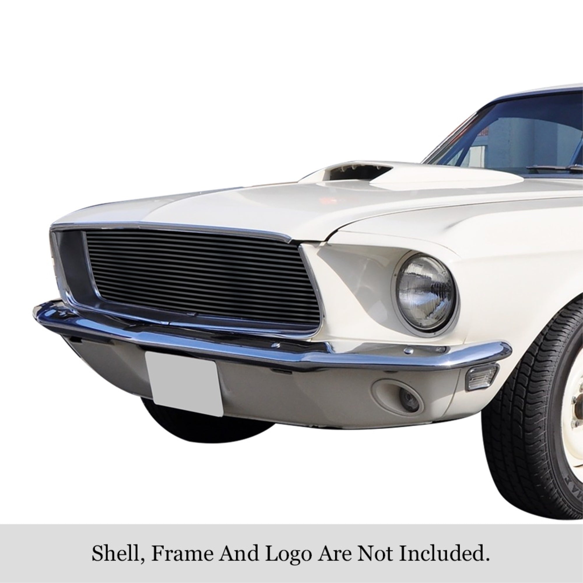 1967-1968 Ford Mustang Stainless Steel Black Powder Coated Finish 8X6 Horizontal Billet Black Stainless Steel Billet Grille