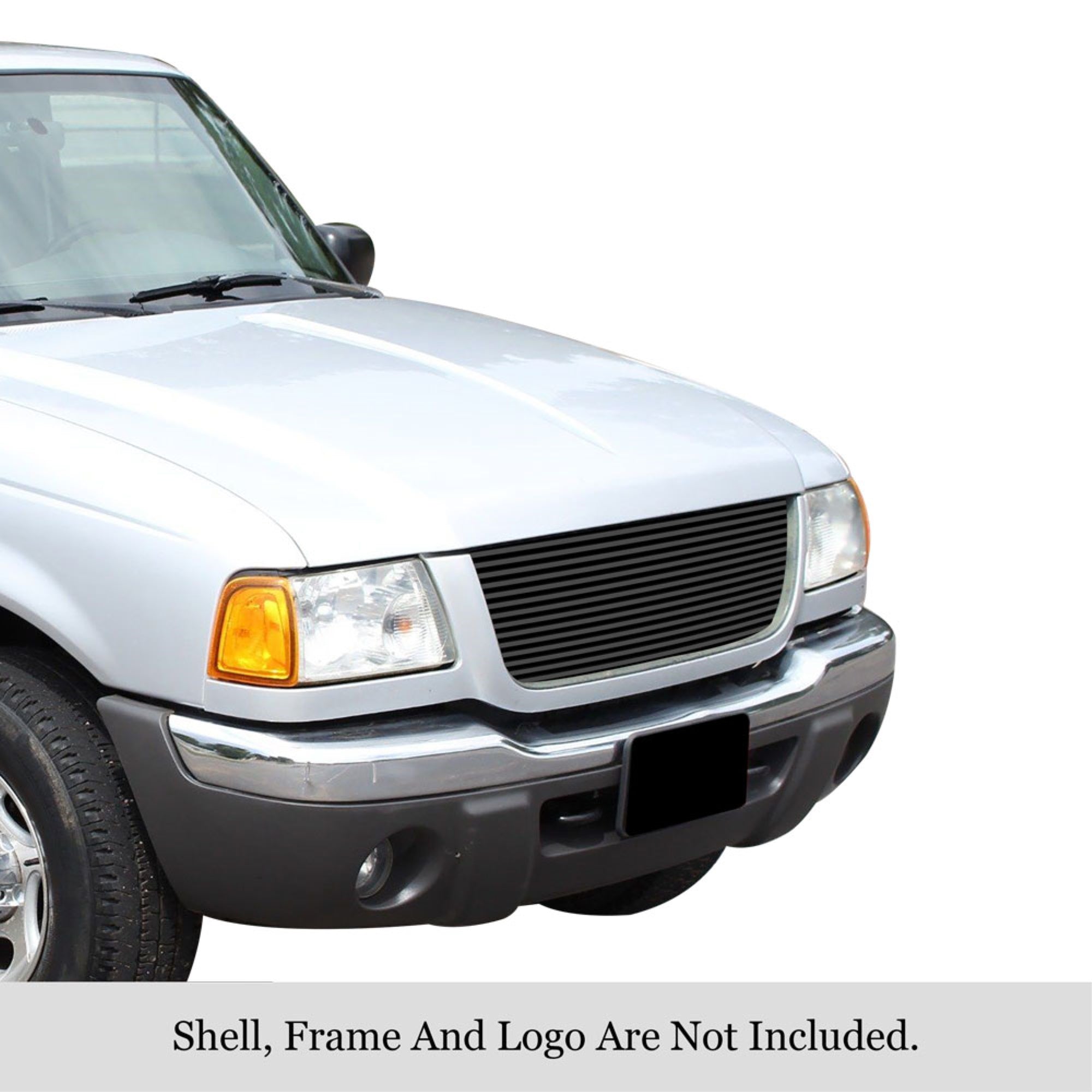 2001-2003 Ford Ranger Edge /2001-2003 Ford Ranger Xlt 4Wd Open Across The Top Stainless Steel Black Powder Coated Finish 8X6 Horizontal Billet Black Stainless Steel Billet Grille