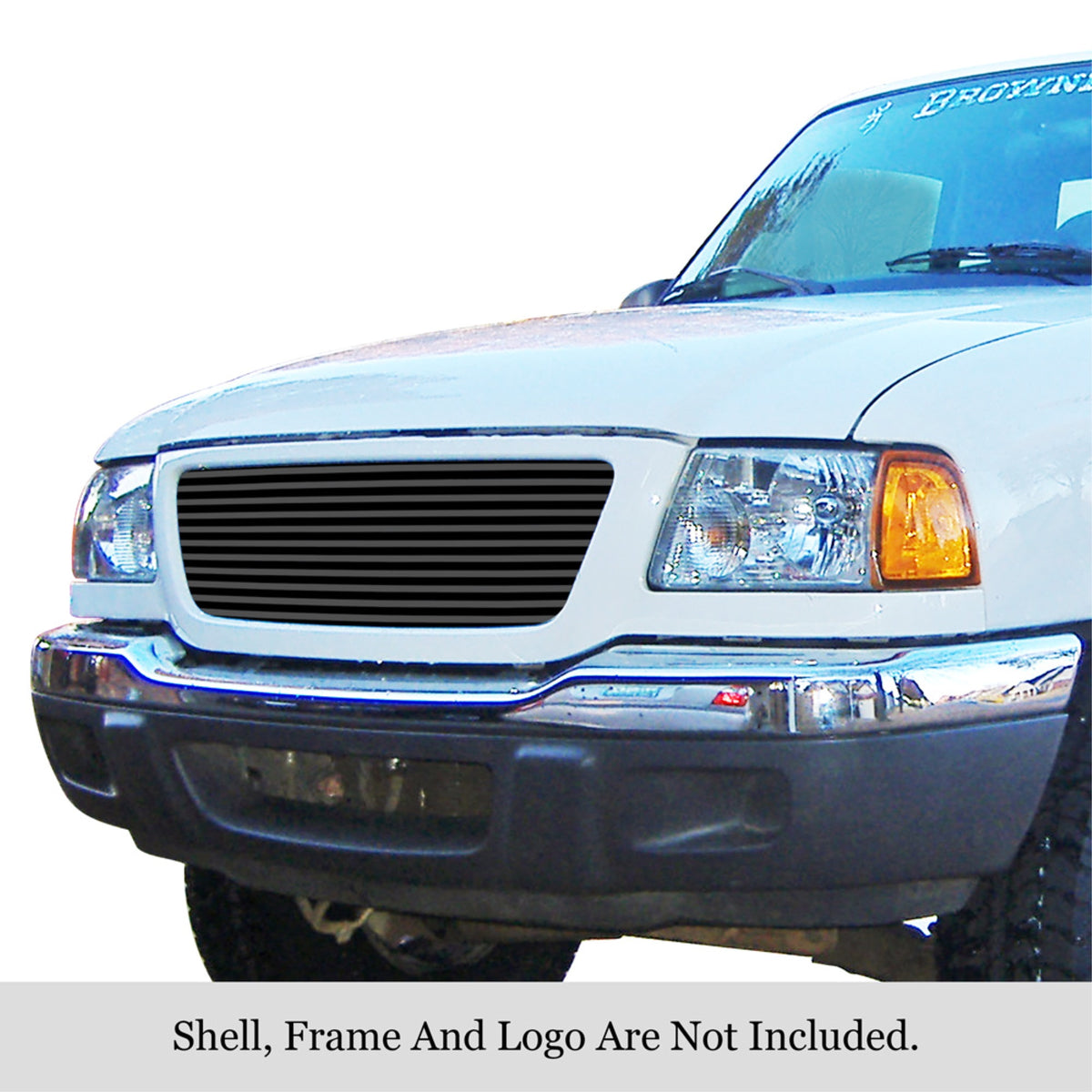 2001-2003 Ford Ranger Xlt 2Wd Shell Closed (Shell Enclosed The Grille)/2001-2003 Ford Ranger Xl 2Wd Shell Closed (Shell Enclosed The Grille) Stainless Steel Black Powder Coated Finish 8X6 Horizontal Billet Black Stainless Steel Billet Grille