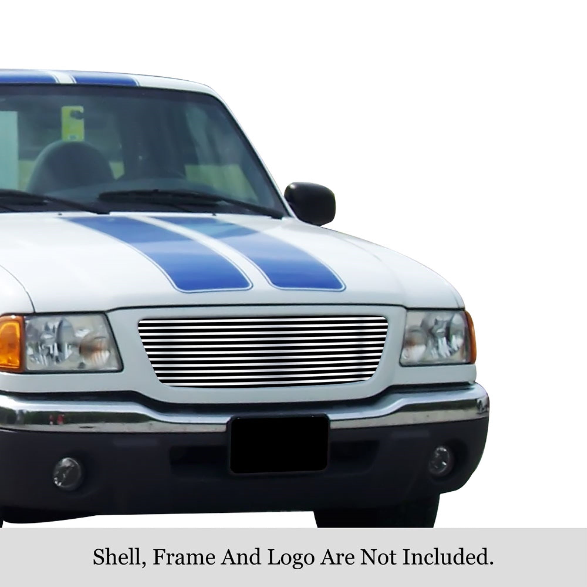 2001-2003 Ford Ranger Xlt 2Wd Shell Closed (Shell Enclosed The Grille)/2001-2003 Ford Ranger Xl 2Wd Shell Closed (Shell Enclosed The Grille) 304 Stainless Steel Polished Finish 8X6 Horizontal Billet Stainless Steel Billet Grille
