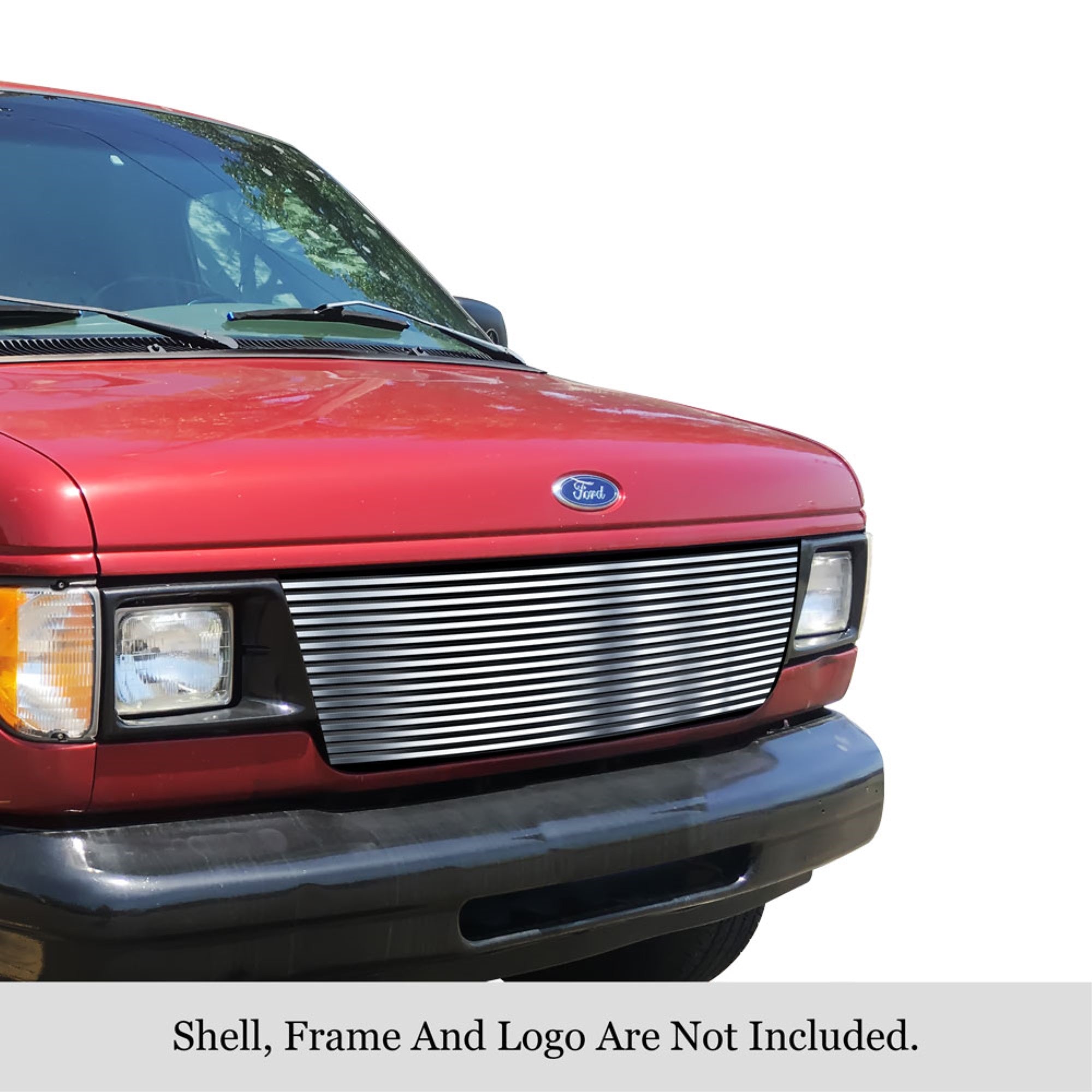 1992-2007 Ford Econoline Van 304 Stainless Steel Polished Finish 8X6 Horizontal Billet Stainless Steel Billet Grille