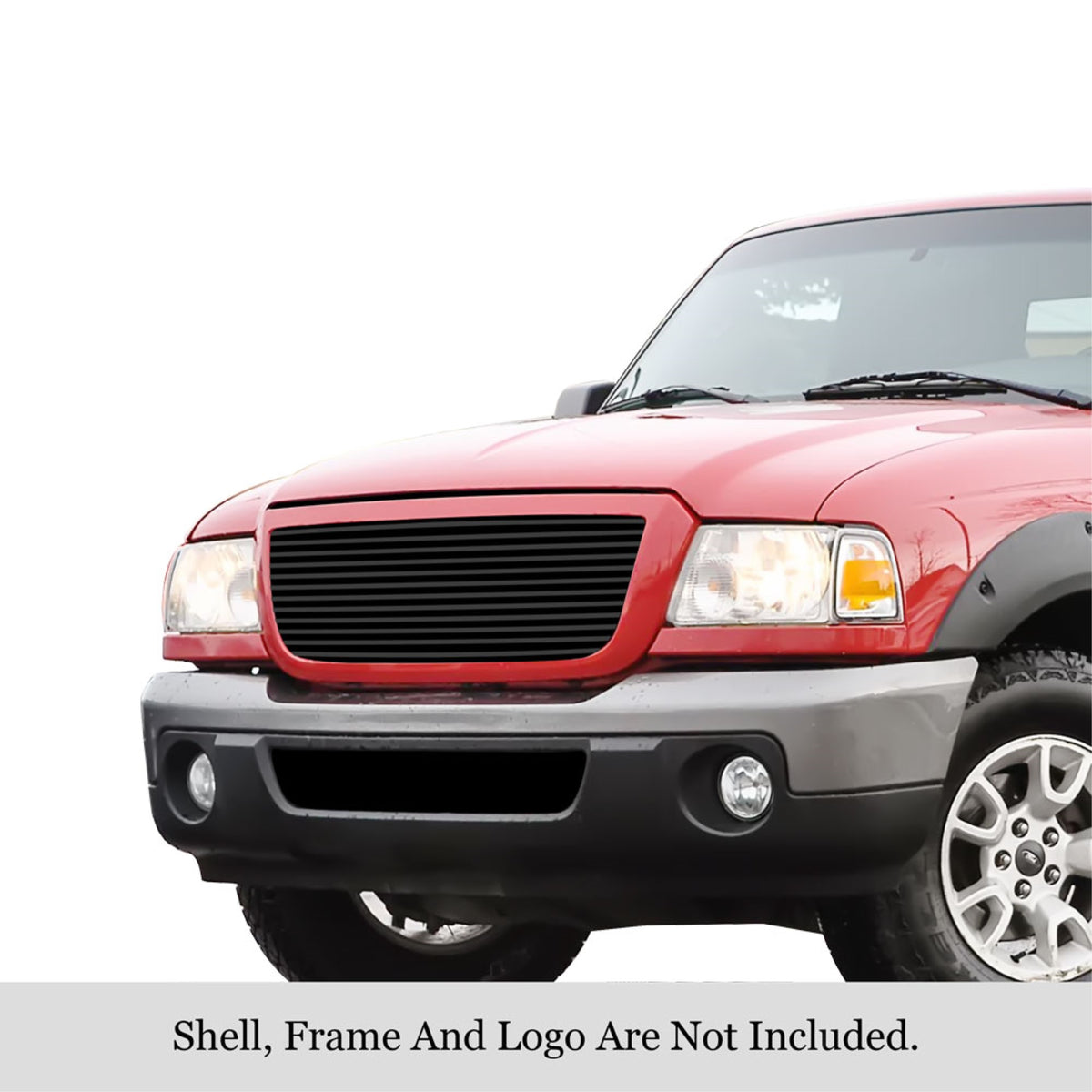 2006-2012 Ford Ranger Stainless Steel Black Powder Coated Finish 8X6 Horizontal Billet Black Stainless Steel Billet Grille