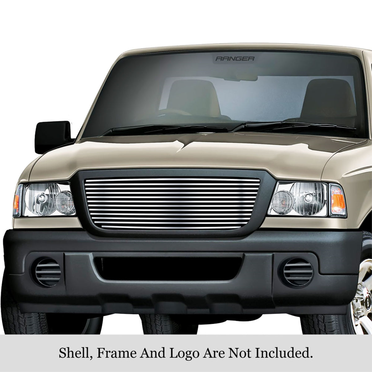2006-2012 Ford Ranger 304 Stainless Steel Polished Finish 8X6 Horizontal Billet Stainless Steel Billet Grille