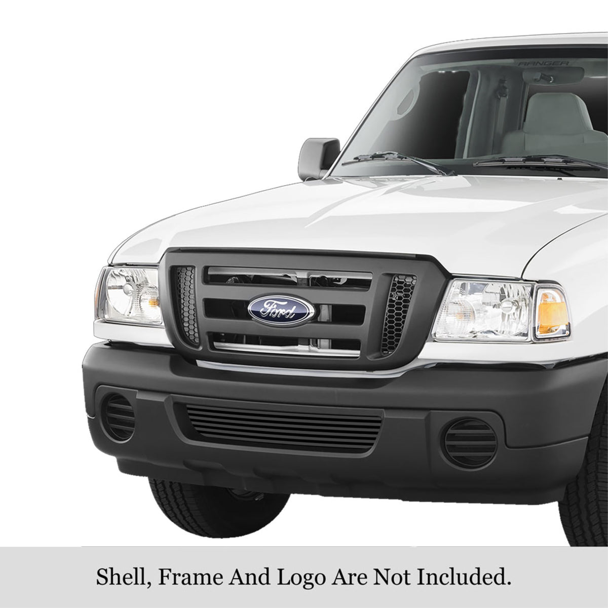 2006-2012 Ford Ranger  Not For Stx Stainless Steel Black Powder Coated Finish 8X6 Horizontal Billet Black Stainless Steel Billet Grille