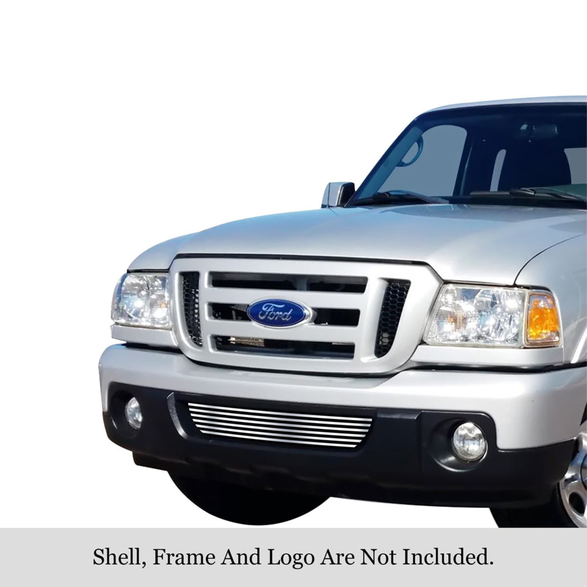 2006-2012 Ford Ranger  Not For Stx 304 Stainless Steel Polished Finish 8X6 Horizontal Billet Stainless Steel Billet Grille