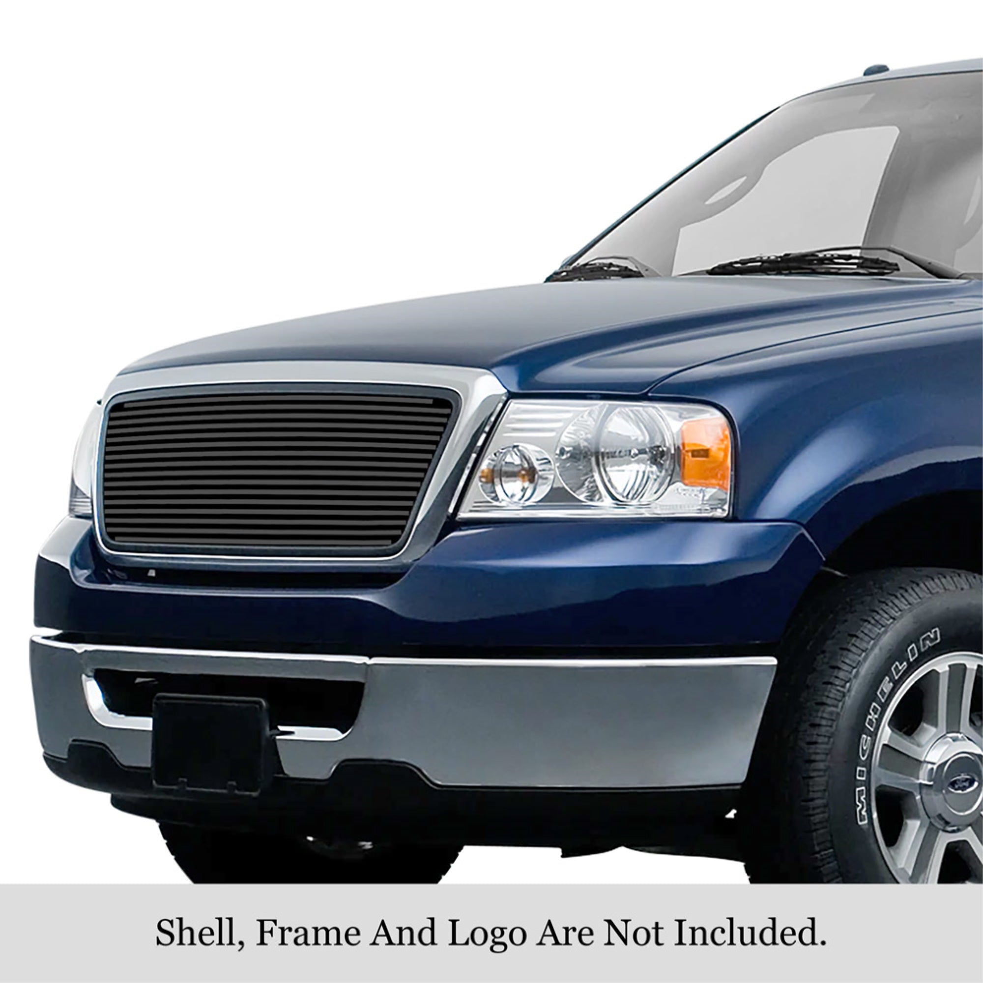 2004-2008 Ford F-150 (Not For Fx2 Model) Stainless Steel Black Powder Coated Finish 8X6 Horizontal Billet Black Stainless Steel Billet Grille