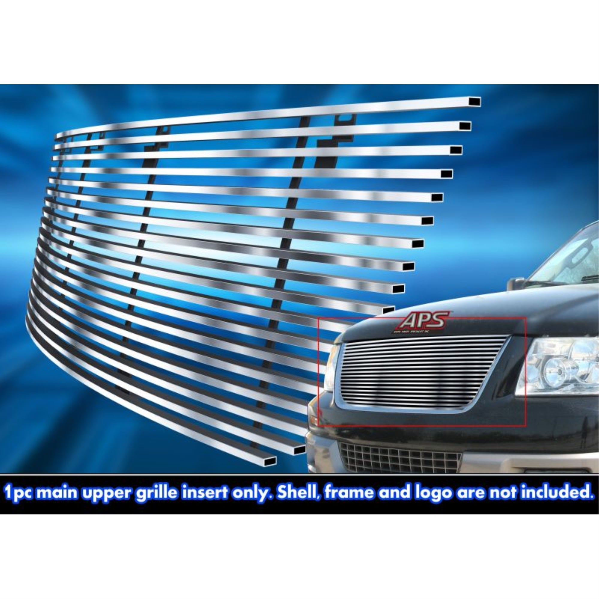 2003-2006 Ford Expedition Stainless Steel Silver Hairline Finish Finish 8X6 Horizontal Billet Stainless Steel Billet Grille