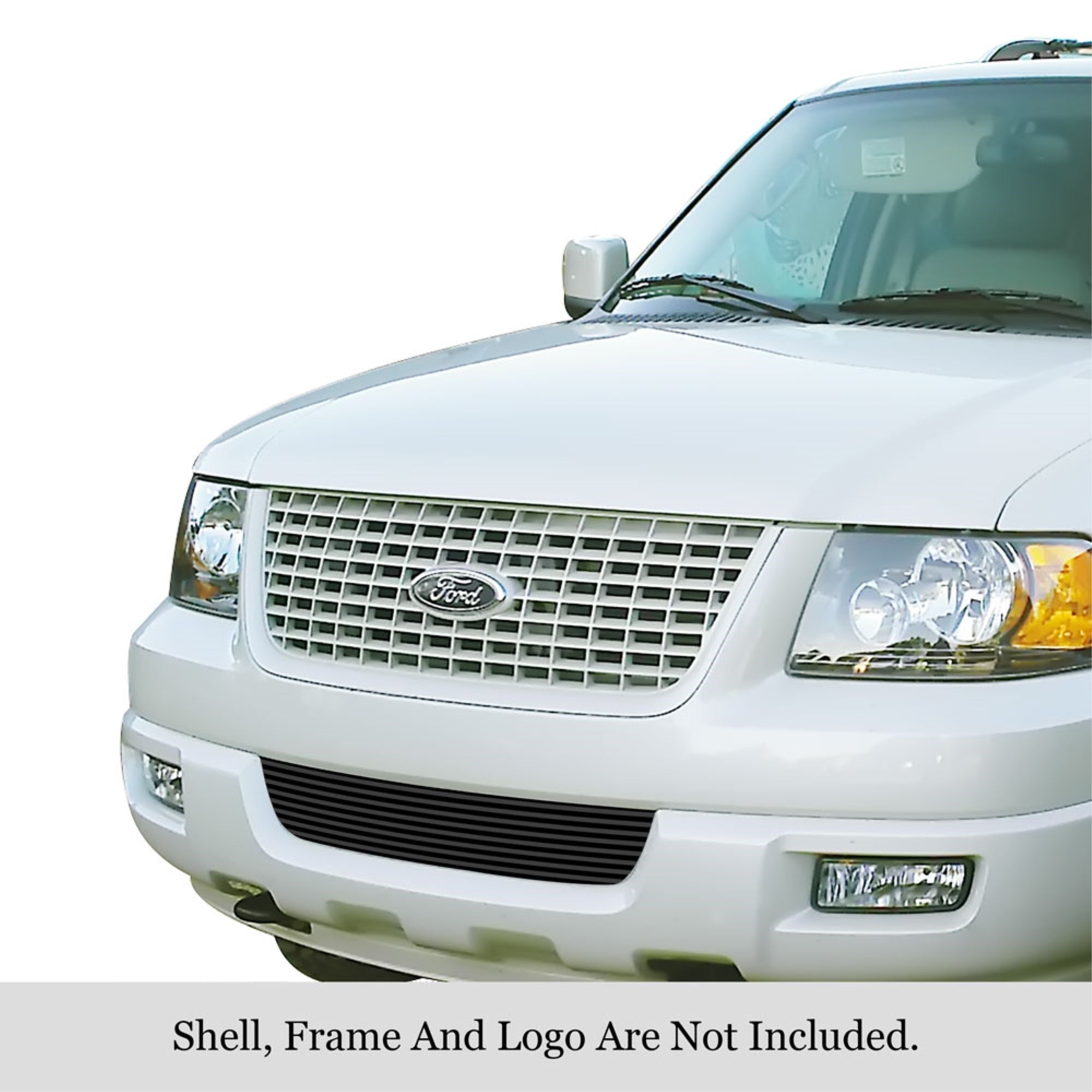 2003-2006 Ford Expedition All Models, Cutting Required For Expedition Nbx Stainless Steel Black Powder Coated Finish 8X6 Horizontal Billet Black Stainless Steel Billet Grille