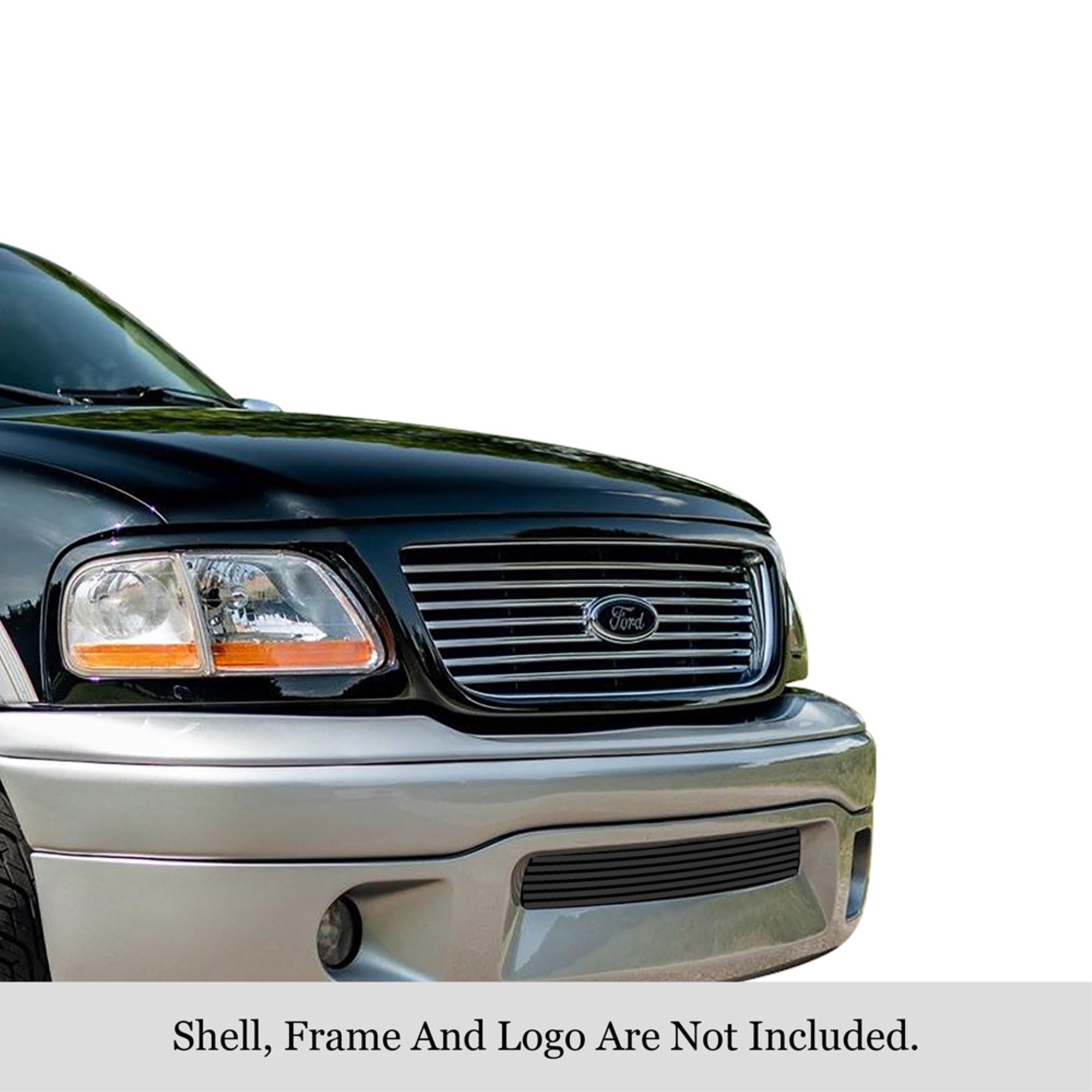 2001-2003 Ford F-150 Harley Davidson Stainless Steel Black Powder Coated Finish 8X6 Horizontal Billet Black Stainless Steel Billet Grille
