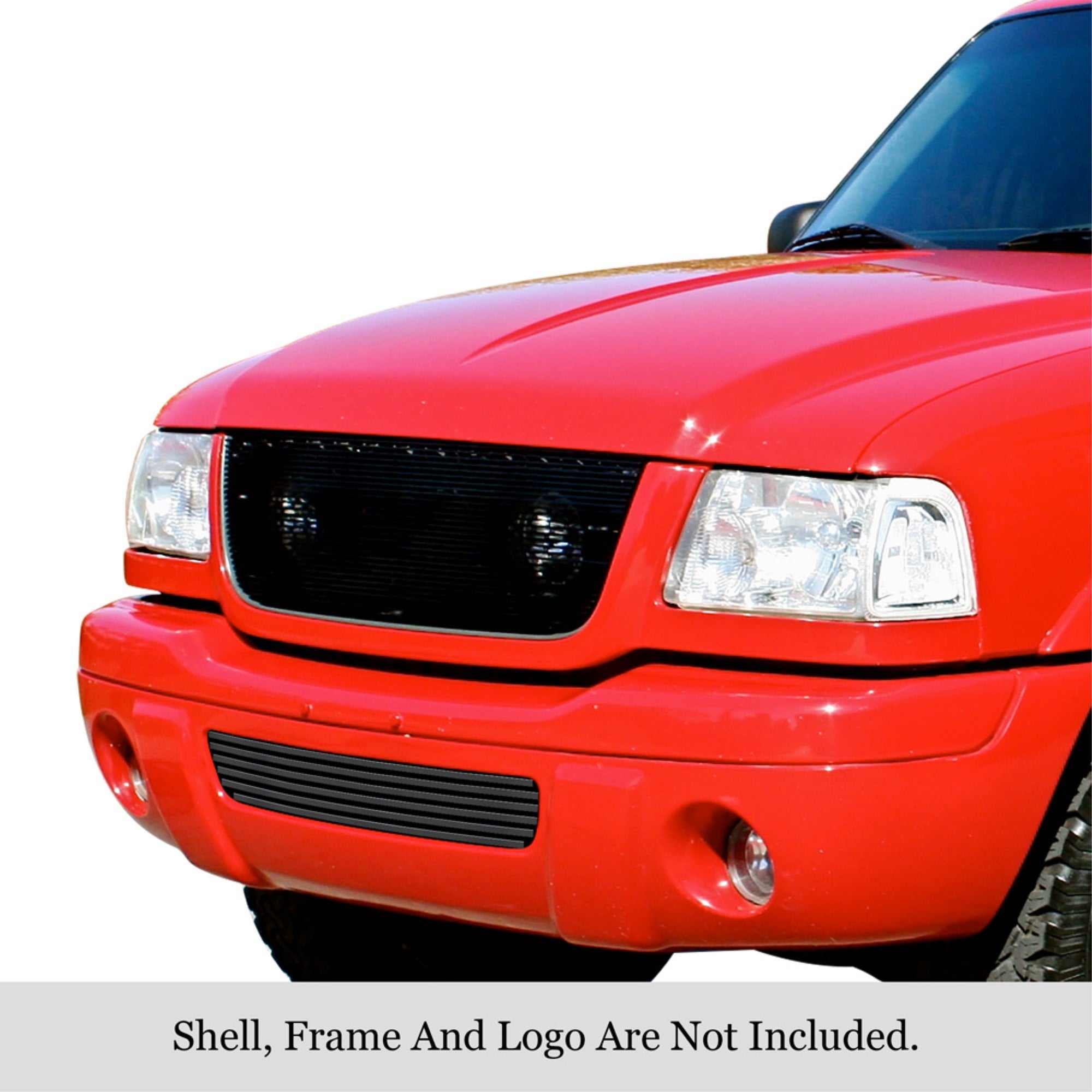 2001-2003 Ford Ranger 4Wd Stainless Steel Black Powder Coated Finish 8X6 Horizontal Billet Black Stainless Steel Billet Grille