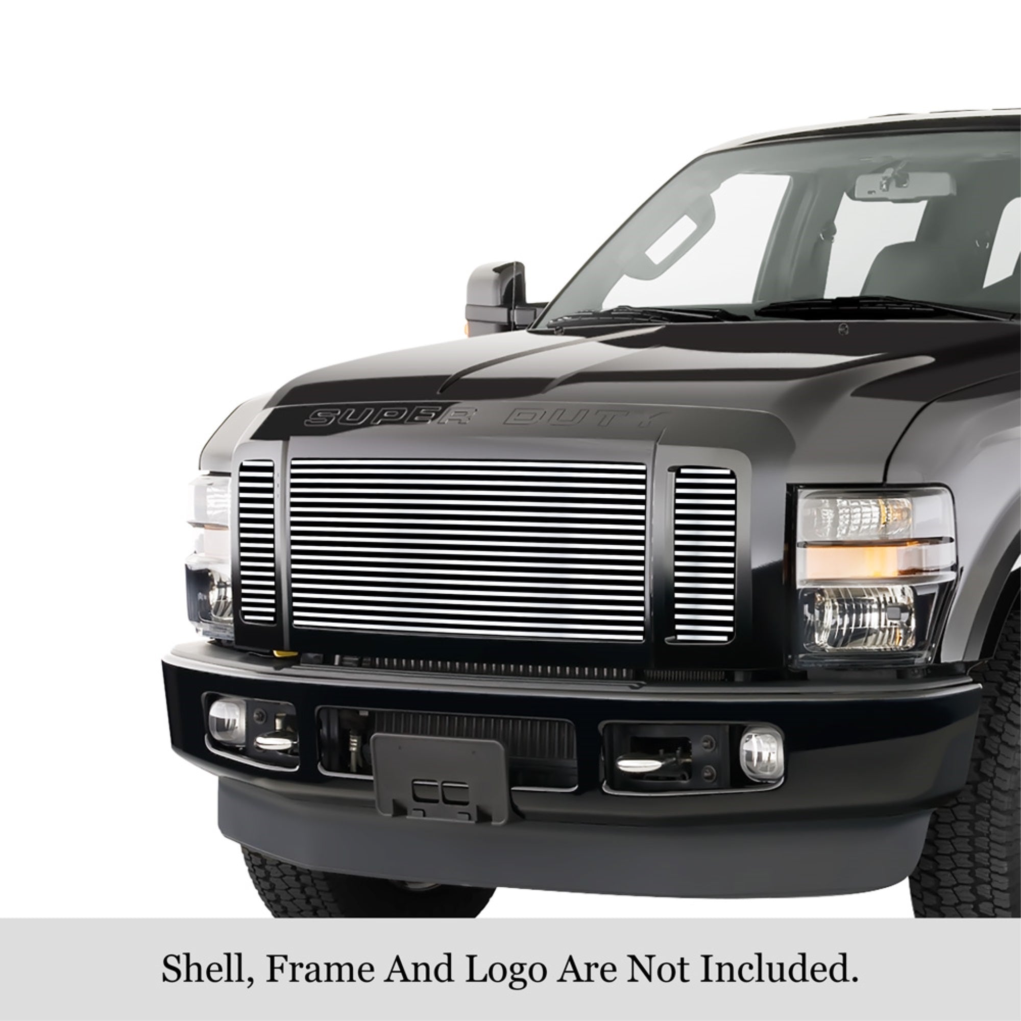 2008-2010 Ford F-250 /2008-2010 Ford F-350 /2008-2010 Ford F-450 /2008-2010 Ford F-550 304 Stainless Steel Polished Finish 8X6 Horizontal Billet Stainless Steel Billet Grille