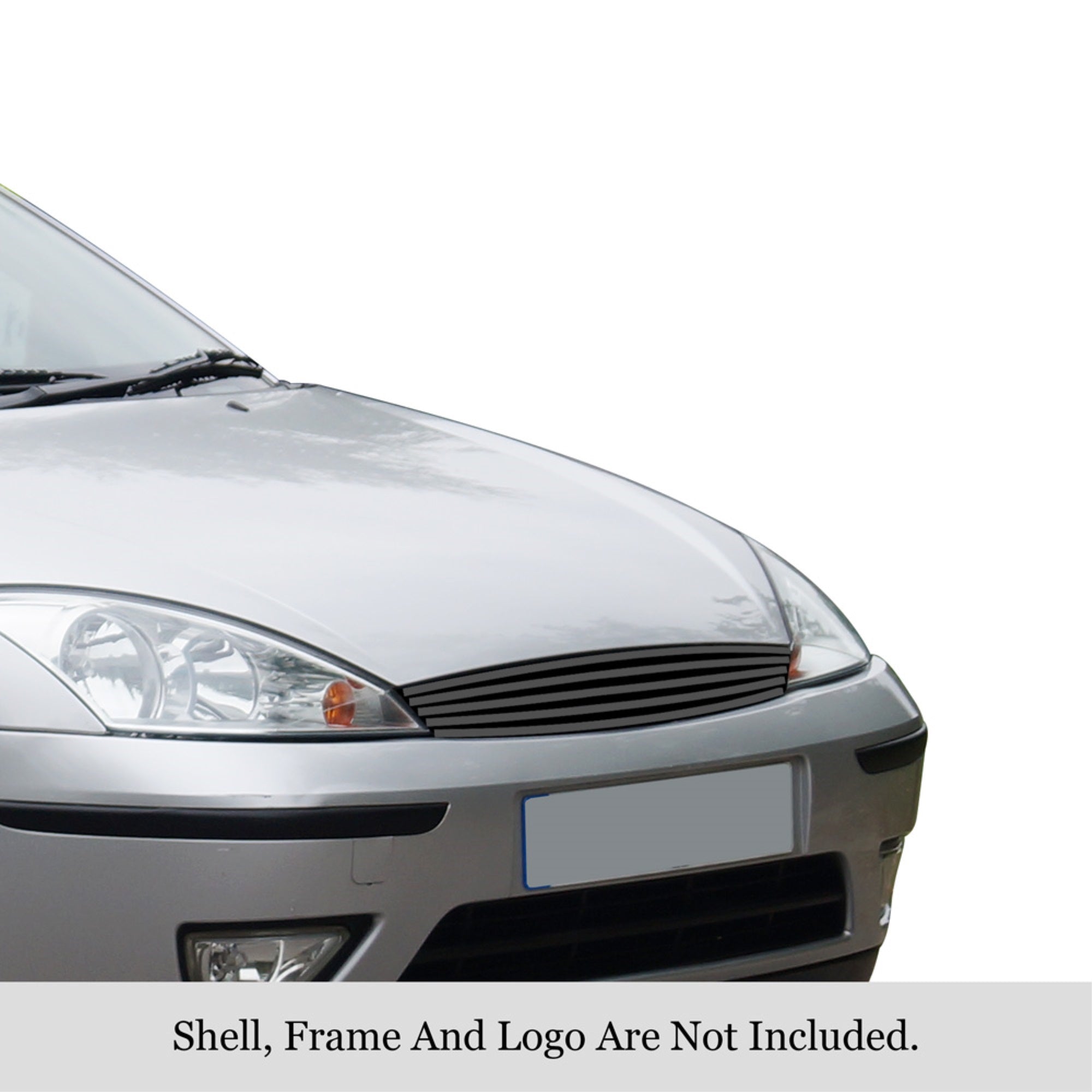 2000-2004 Ford Focus Stainless Steel Black Powder Coated Finish 8X6 Horizontal Billet Black Stainless Steel Billet Grille