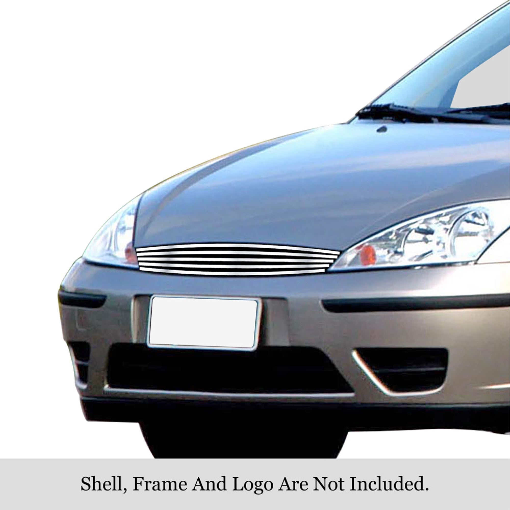 2000-2004 Ford Focus 304 Stainless Steel Polished Finish 8X6 Horizontal Billet Stainless Steel Billet Grille