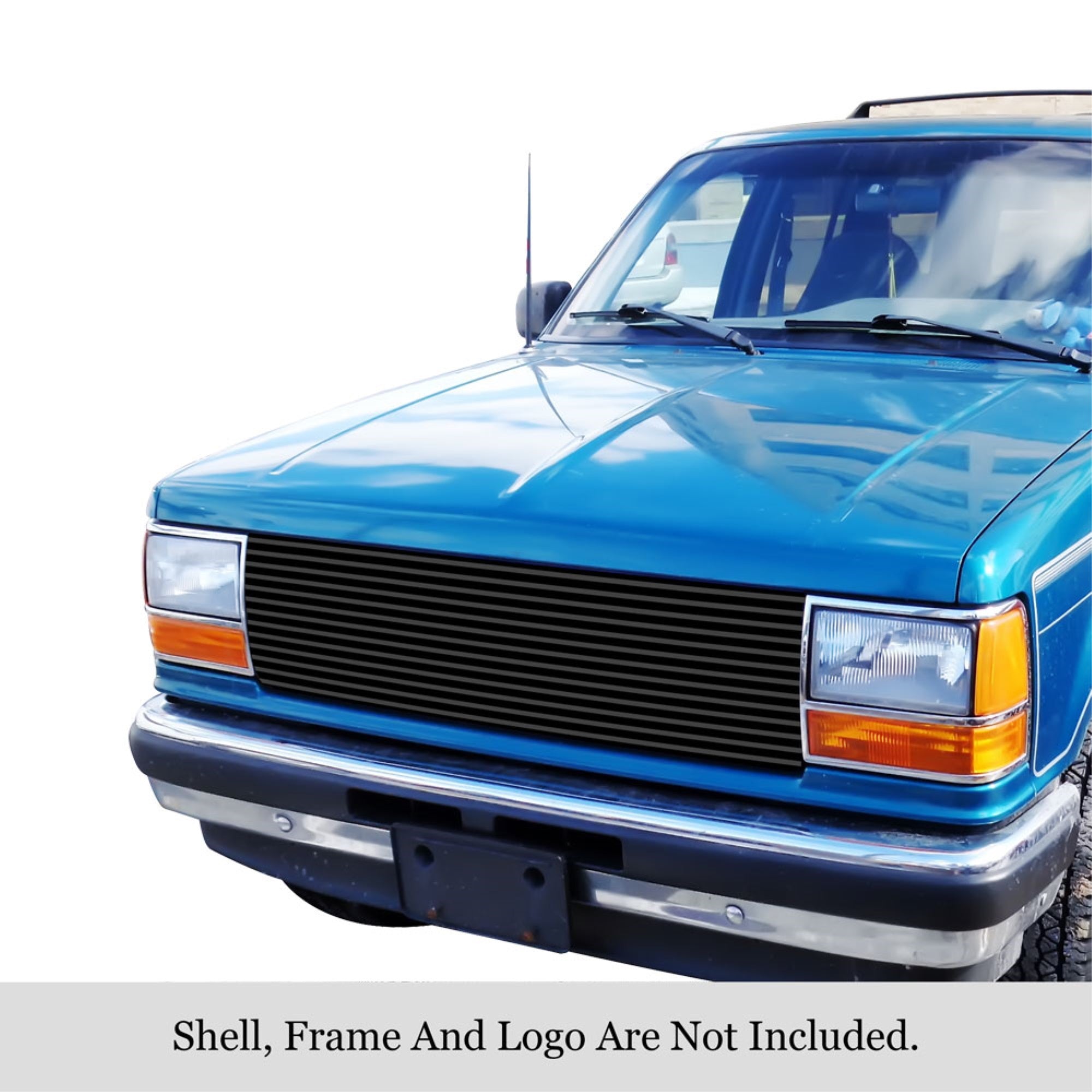 1989-1992 Ford Bronco 2  /1990-1994 Ford Explorer /1989-1992 Ford Ranger Stainless Steel Black Powder Coated Finish 8X6 Horizontal Billet Black Stainless Steel Billet Grille