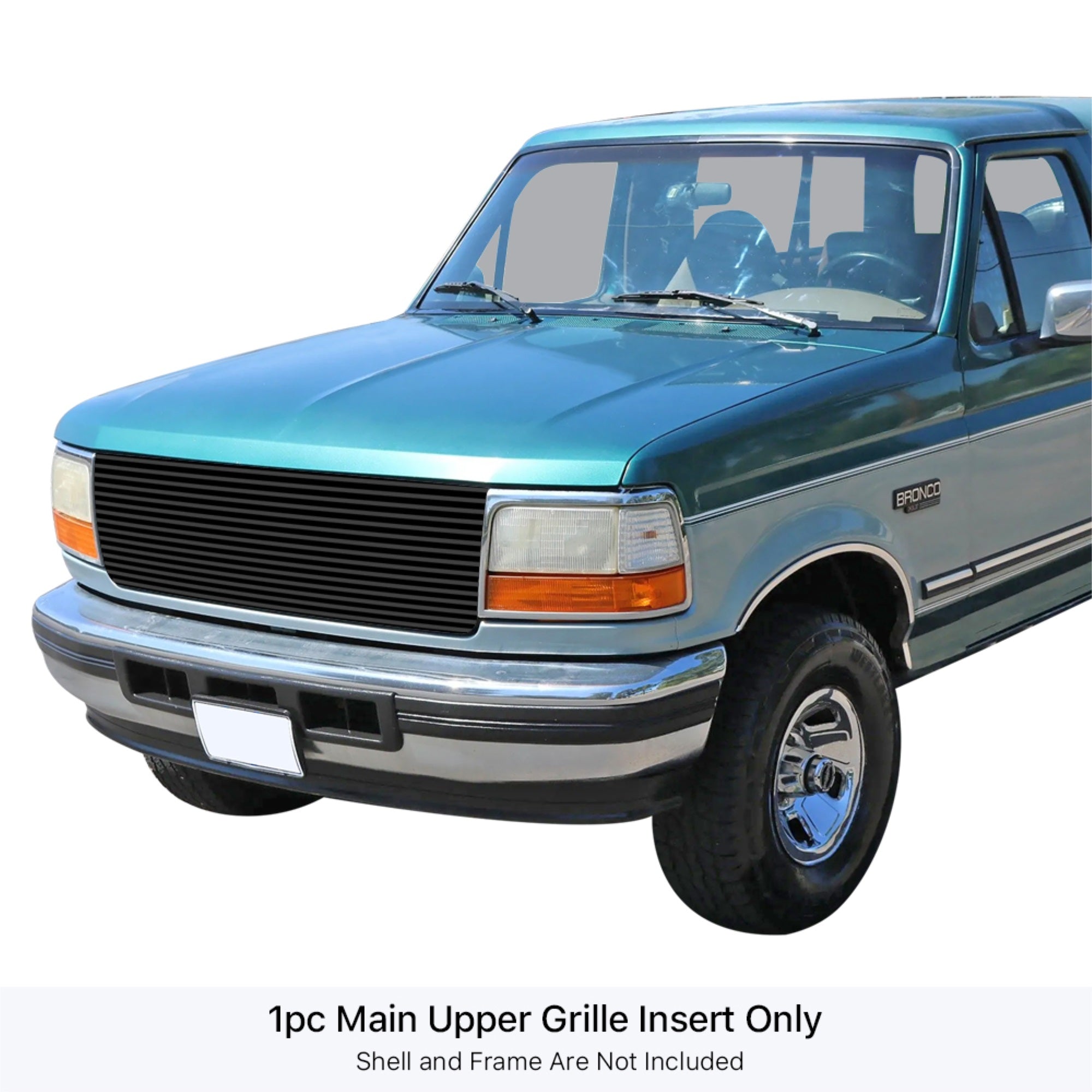 1992-1996 Ford Bronco /1992-1996 Ford F-150 /1992-1996 Ford F-250 /1992-1996 Ford F-350 Stainless Steel Black Powder Coated Finish 8X6 Horizontal Billet Black Stainless Steel Billet Grille