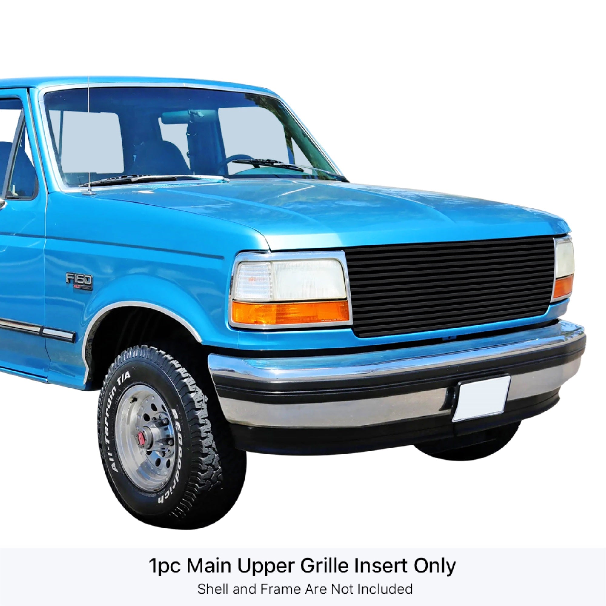 1987-1991 Ford Bronco /1987-1991 Ford F-150 /1987-1991 Ford F-250 /1987-1991 Ford F-350 Stainless Steel Black Powder Coated Finish 8X6 Horizontal Billet Black Stainless Steel Billet Grille