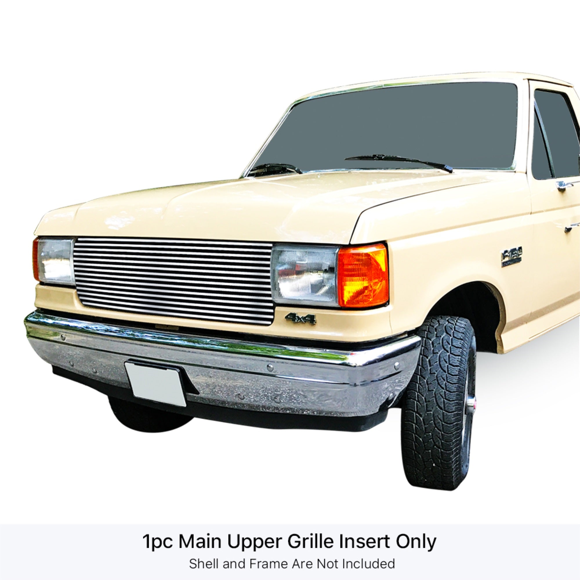 1987-1991 Ford Bronco /1987-1991 Ford F-150 /1987-1991 Ford F-250 /1987-1991 Ford F-350 304 Stainless Steel Polished Finish 8X6 Horizontal Billet Stainless Steel Billet Grille