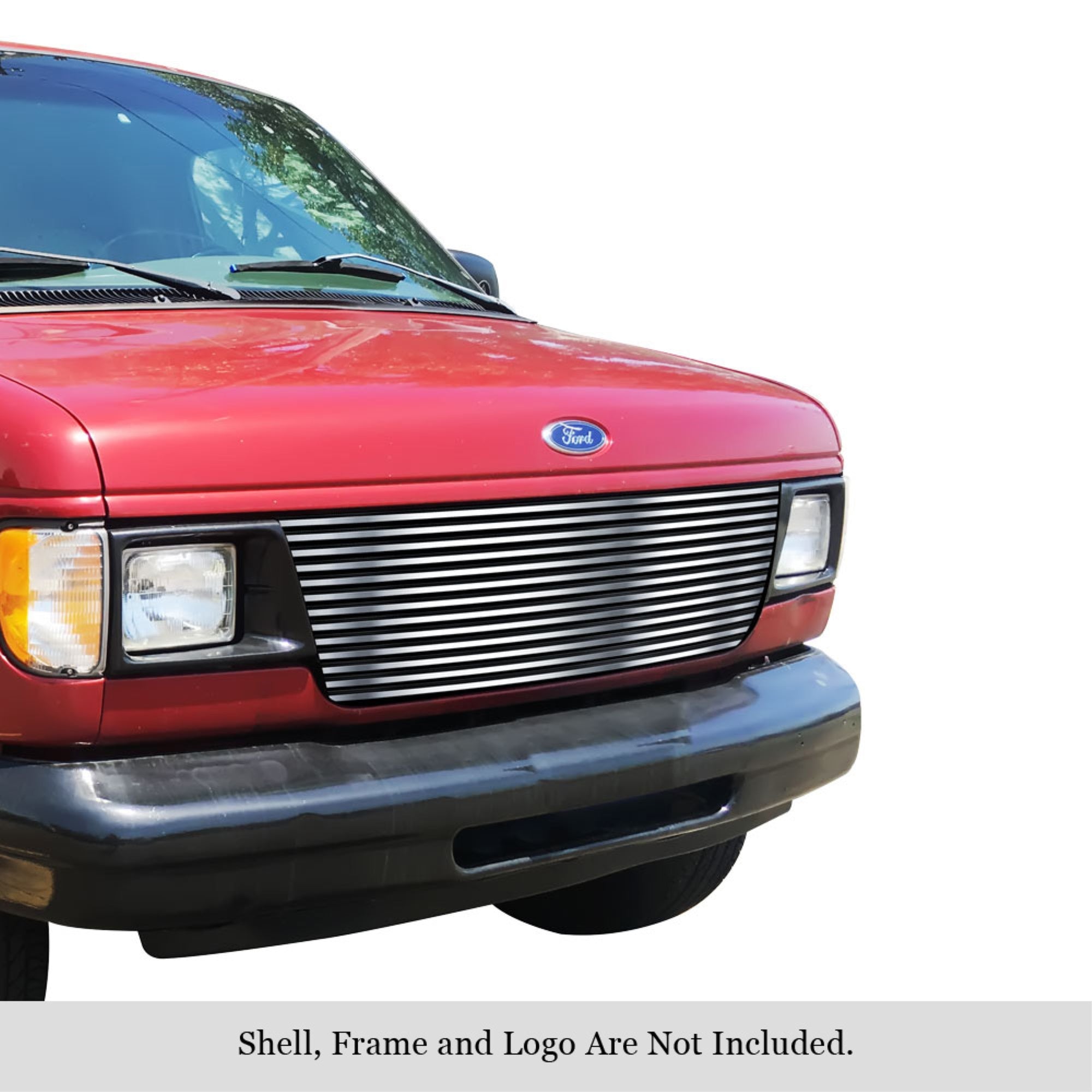 1992-2007 Ford Econoline Van 304 Stainless Steel Polished Finish 8X6 Horizontal Billet Stainless Steel Billet Grille