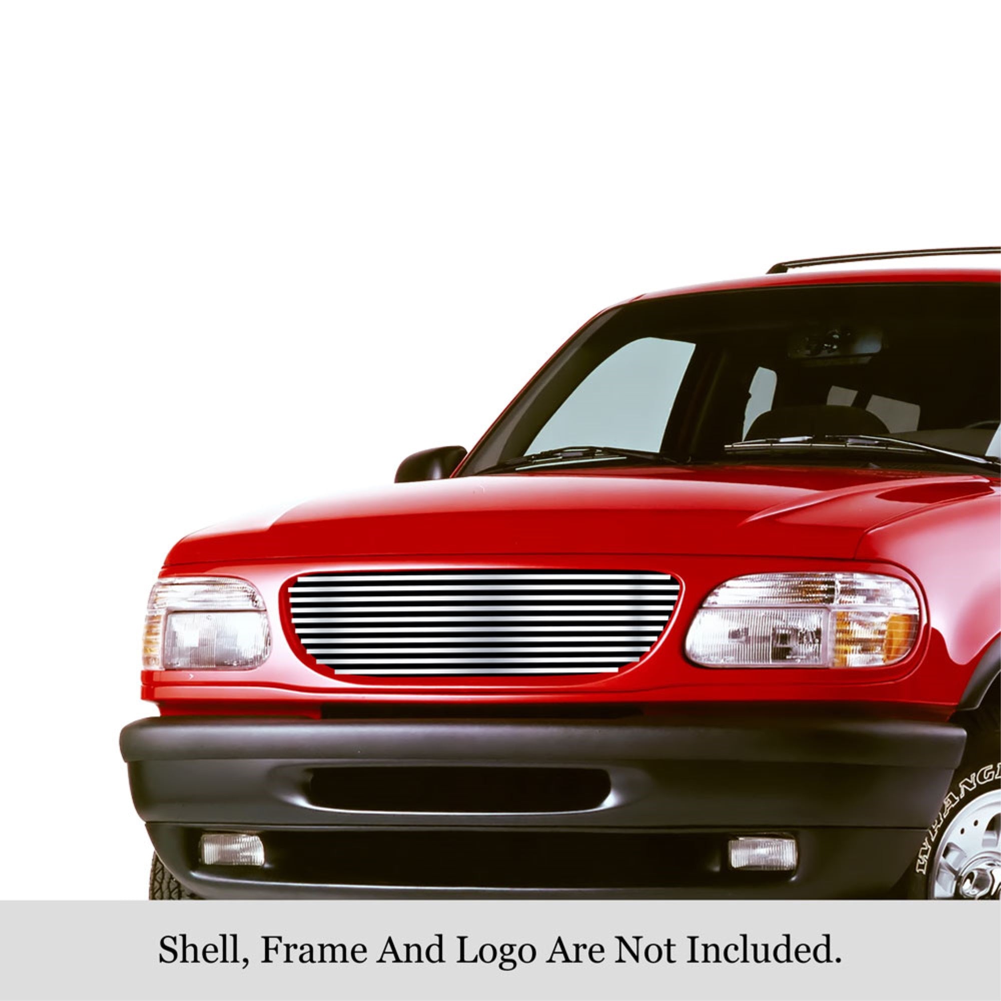 1995-2001 Ford Explorer 304 Stainless Steel Polished Finish 8X6 Horizontal Billet Stainless Steel Billet Grille