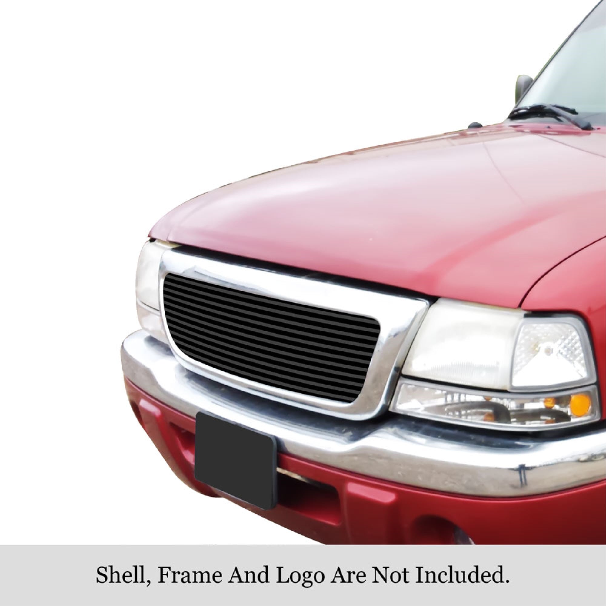 1998-2000 Ford Ranger Stainless Steel Black Powder Coated Finish 8X6 Horizontal Billet Black Stainless Steel Billet Grille