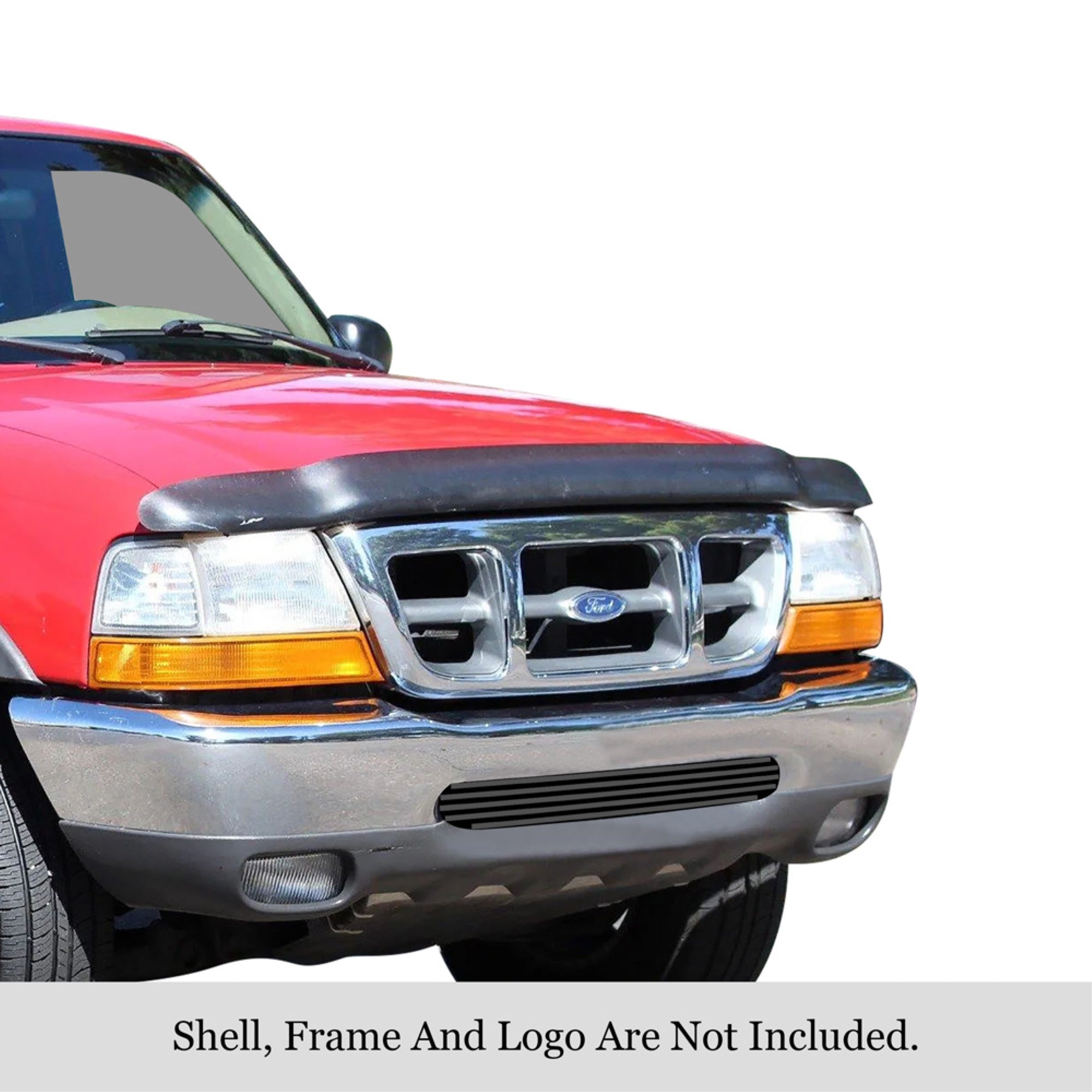 1998-2000 Ford Ranger Stainless Steel Black Powder Coated Finish 8X6 Horizontal Billet Black Stainless Steel Billet Grille