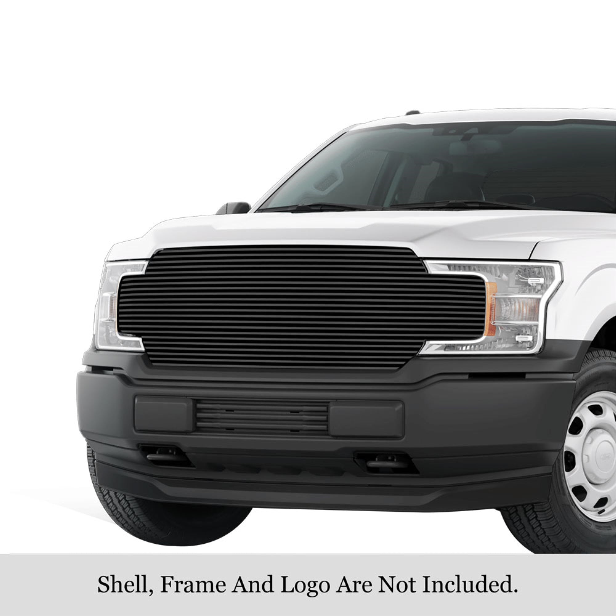 2018-2020 Ford F-150 Without Front Camera Stainless Steel Black Powder Coated Finish 8X6 Horizontal Billet Black Stainless Steel Billet Grille