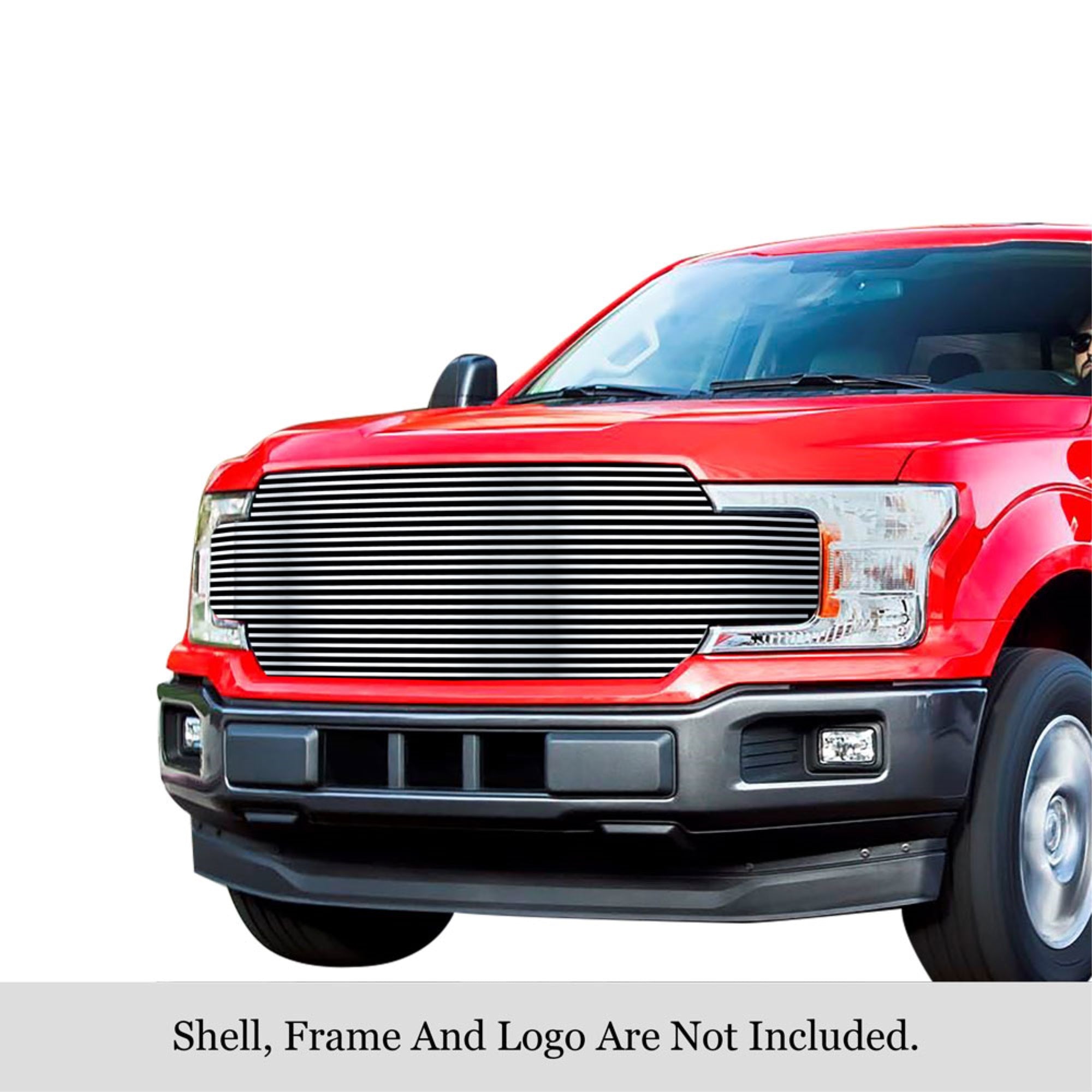 2018-2020 Ford F-150 Without Front Camera 304 Stainless Steel Polished Finish 8X6 Horizontal Billet Stainless Steel Billet Grille