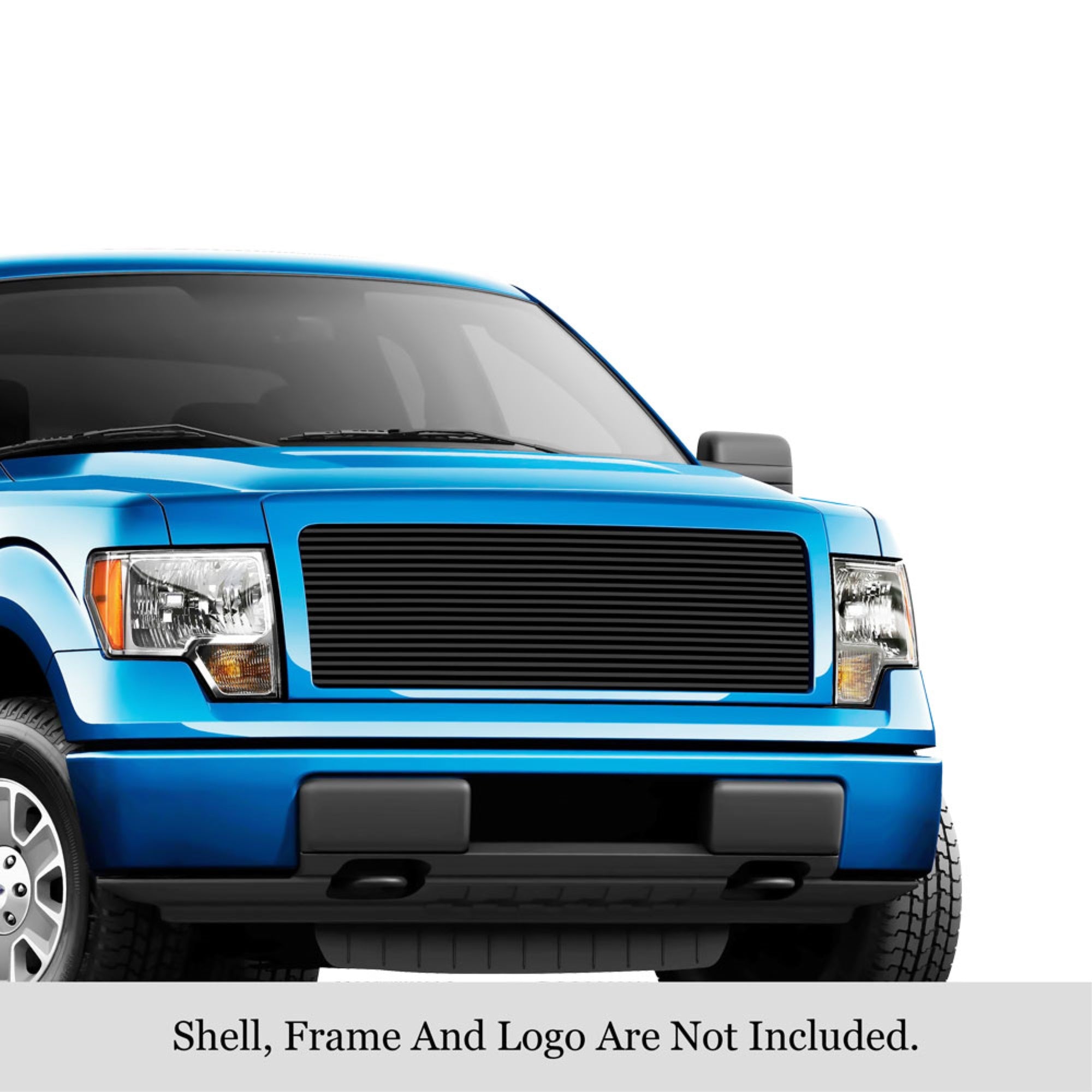 2009-2014 Ford F-150 Not For Harley Davidson And Raptor Stainless Steel Black Powder Coated Finish 8X6 Horizontal Billet Black Stainless Steel Billet Grille