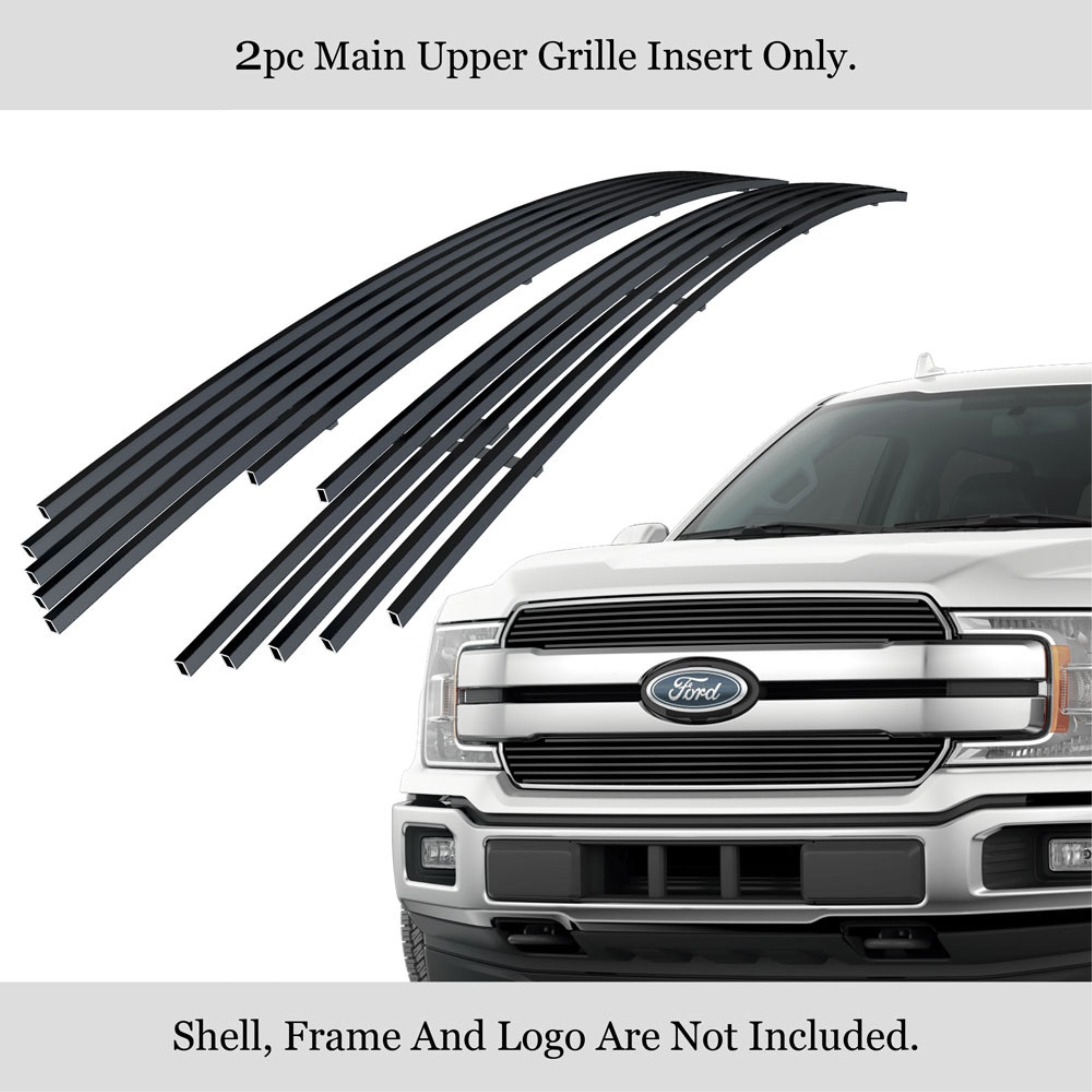 2018-2020 Ford F-150 Xl Bar Style/2018-2020 Ford F-150 Xlt Bar Style/2018-2020 Ford F-150 Lariat Bar Style Stainless Steel Black Powder Coated Finish 8X6 Horizontal Billet Black Stainless Steel Billet Grille
