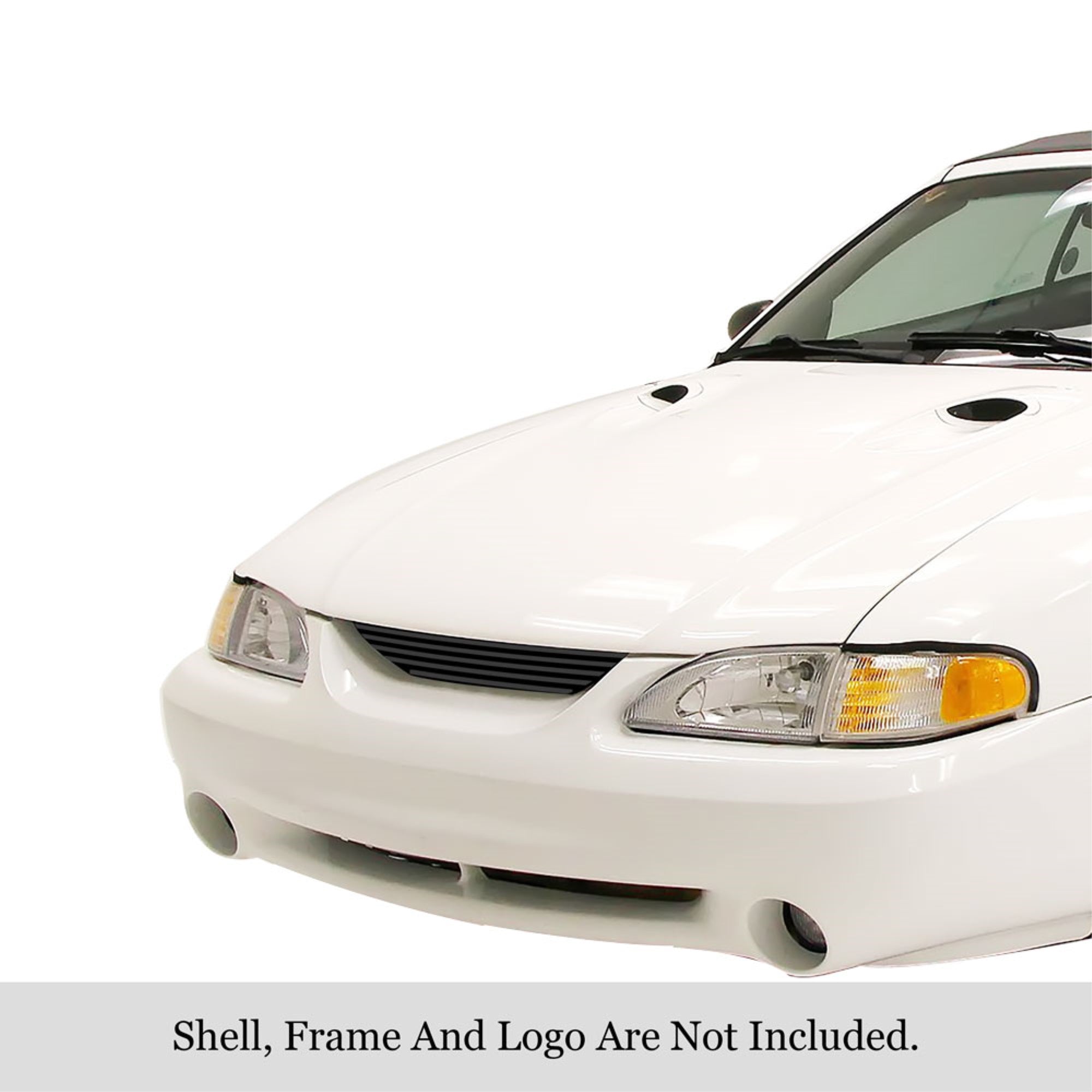 1994-1998 Ford Mustang Stainless Steel Black Powder Coated Finish 8X6 Horizontal Billet Black Stainless Steel Billet Grille