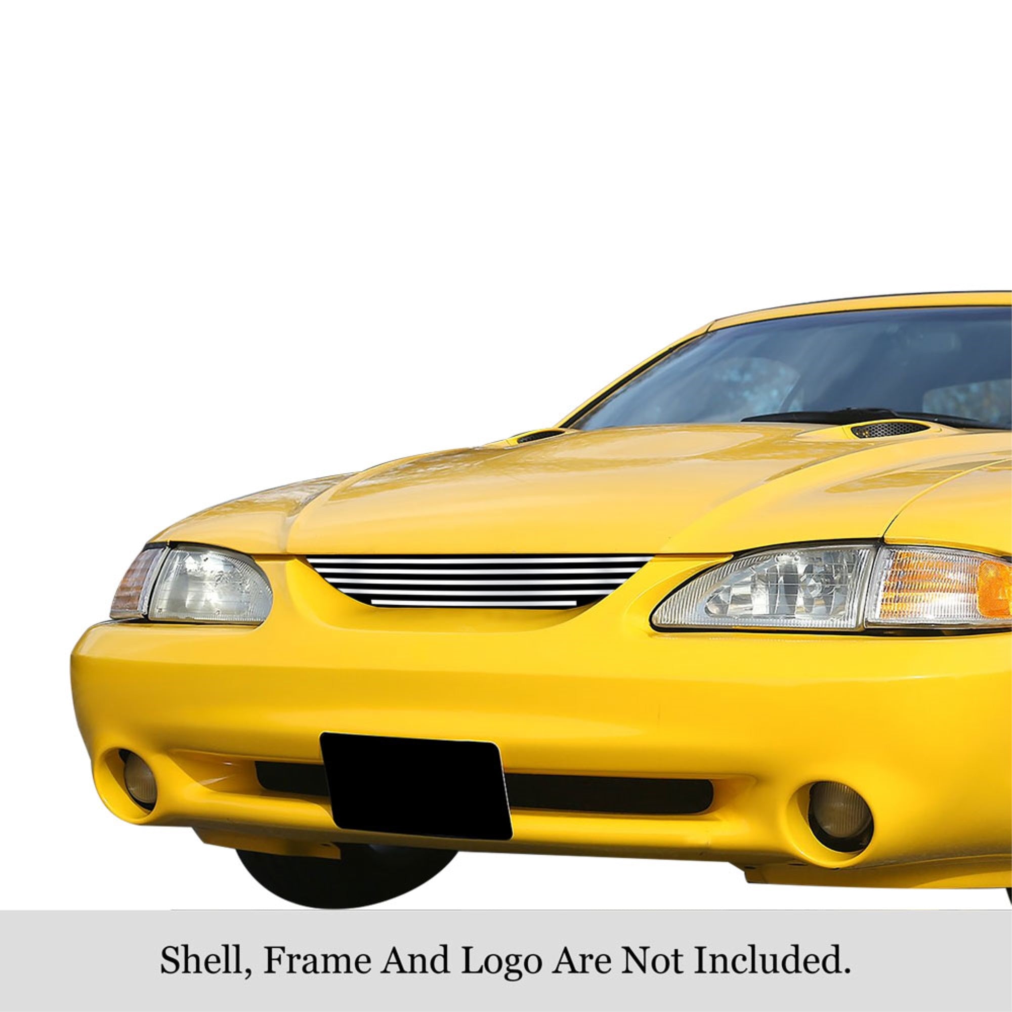 1994-1998 Ford Mustang 304 Stainless Steel Polished Finish 8X6 Horizontal Billet Stainless Steel Billet Grille