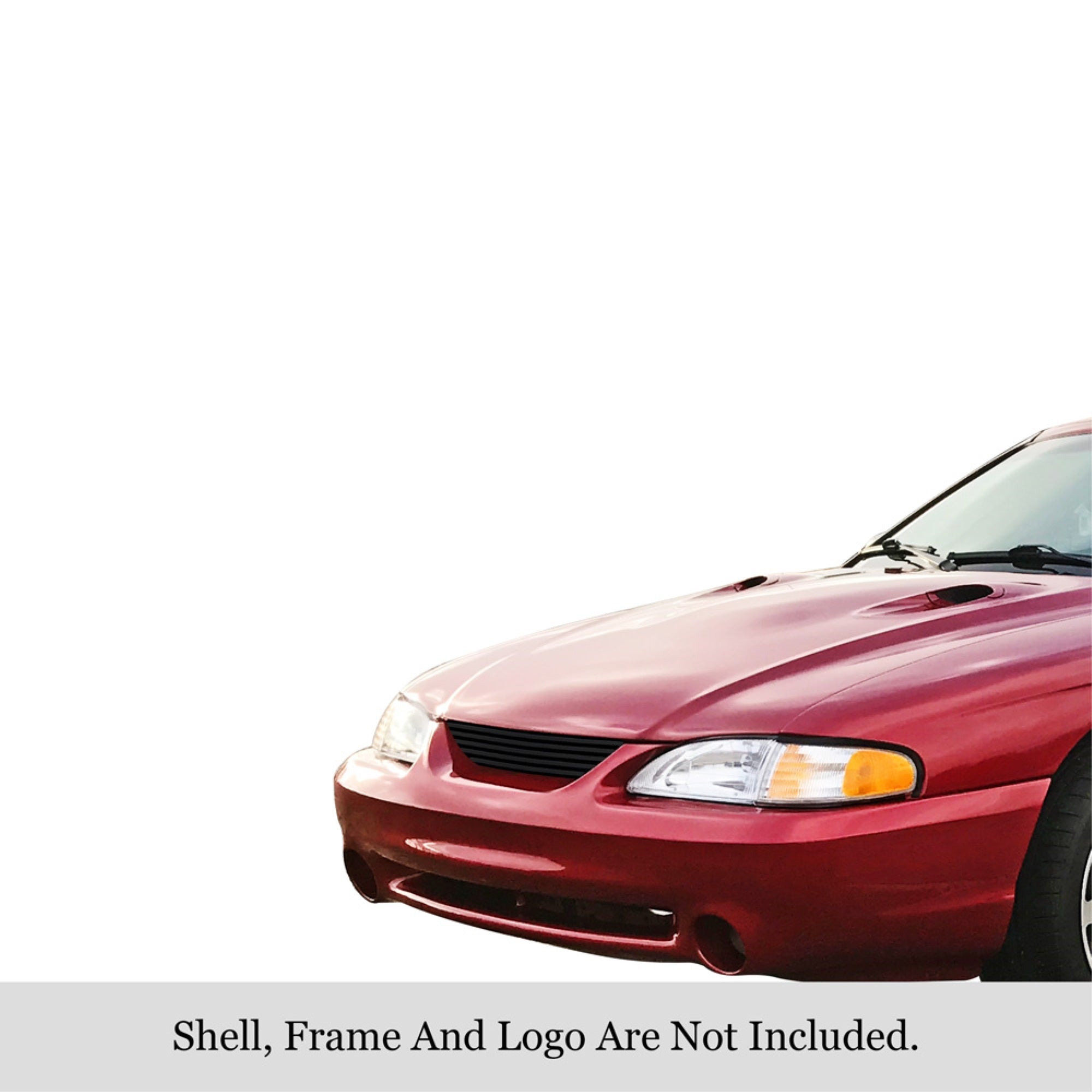 1994-1998 Ford Mustang Logo Area Trimmed Stainless Steel Black Powder Coated Finish 8X6 Horizontal Billet Black Stainless Steel Billet Grille