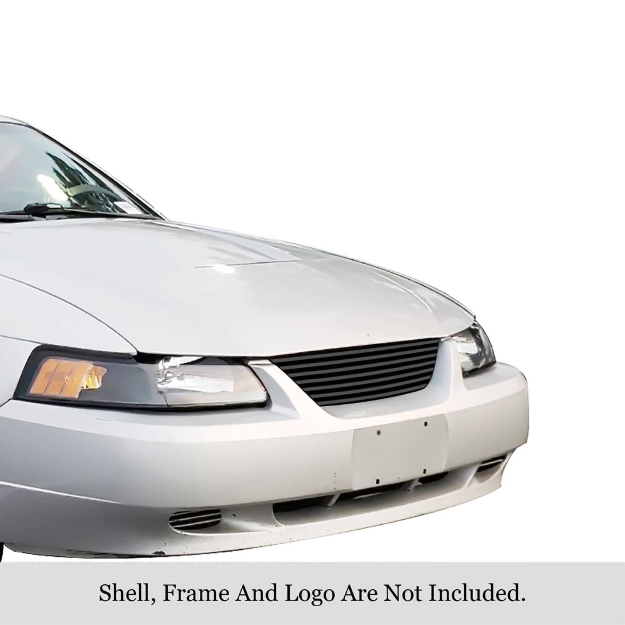 1999-2004 Ford Mustang Not For Cobra, Only For Models With Oem Honeycomb Grille Stainless Steel Black Powder Coated Finish 8X6 Horizontal Billet Black Stainless Steel Billet Grille
