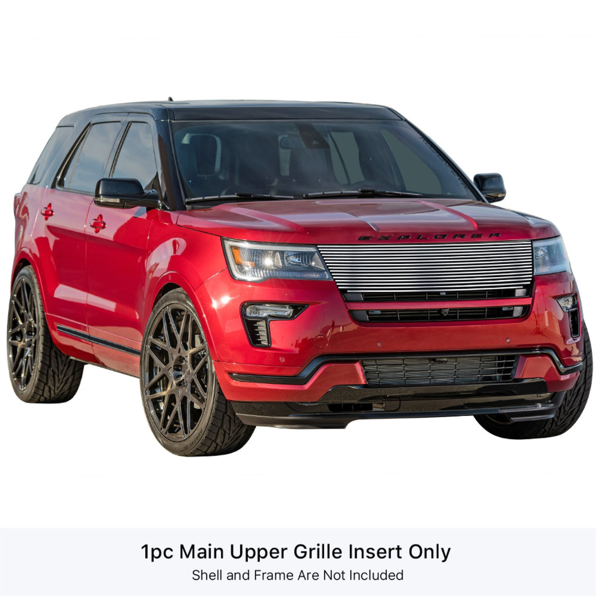 2016-2019 Ford Explorer Stainless Steel Polished Finish 8X6 Horizontal Billet Stainless Steel Billet Grille