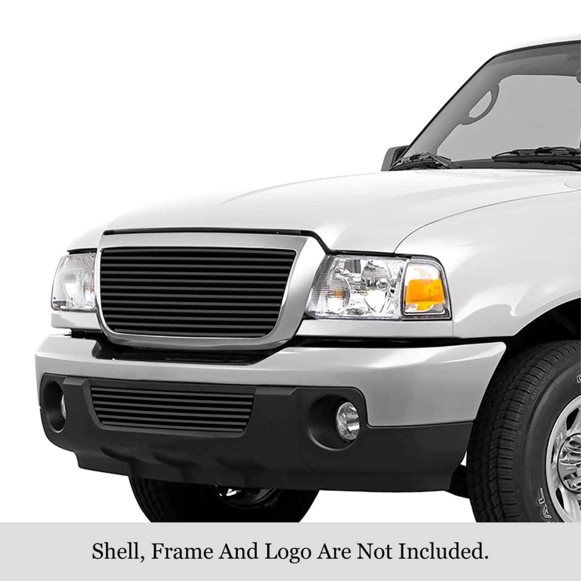 2006-2012 Ford Ranger Not For Stx Stainless Steel Black Powder Coated Finish 8X6 Horizontal Billet Black Stainless Steel Billet Grille