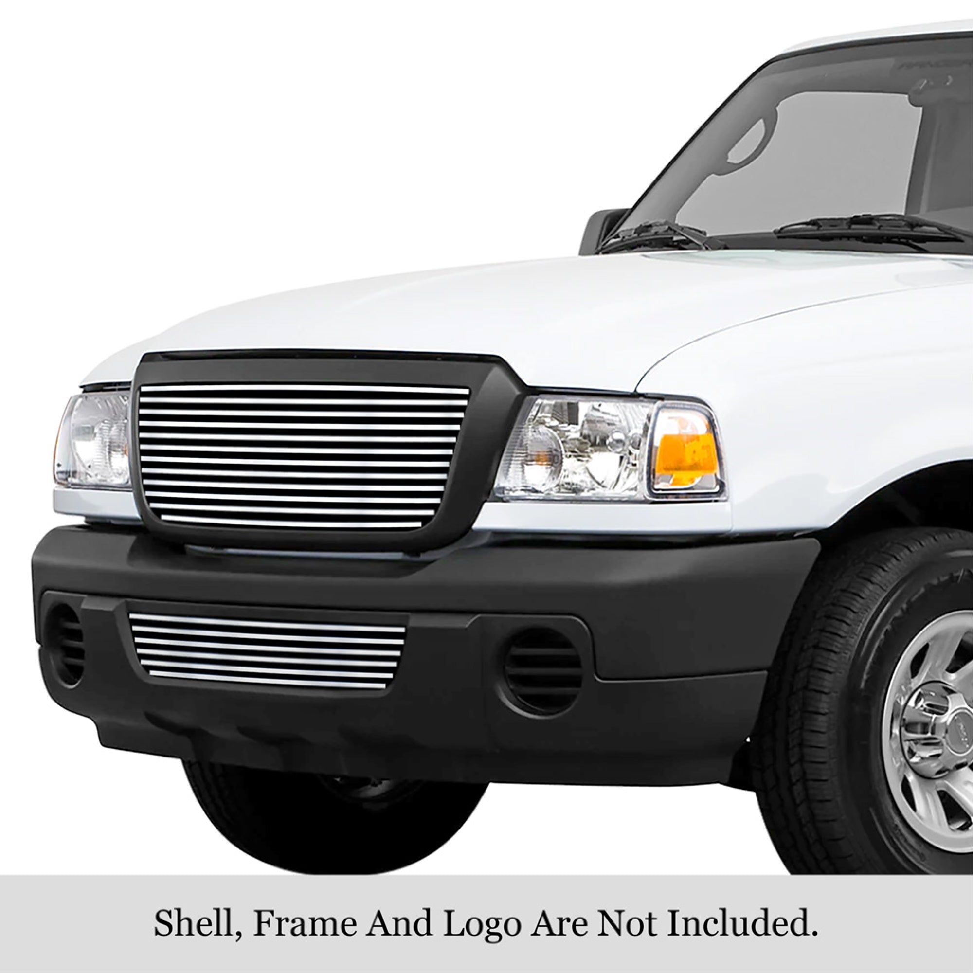 2006-2012 Ford Ranger Not For Stx 304 Stainless Steel Polished Finish 8X6 Horizontal Billet Stainless Steel Billet Grille