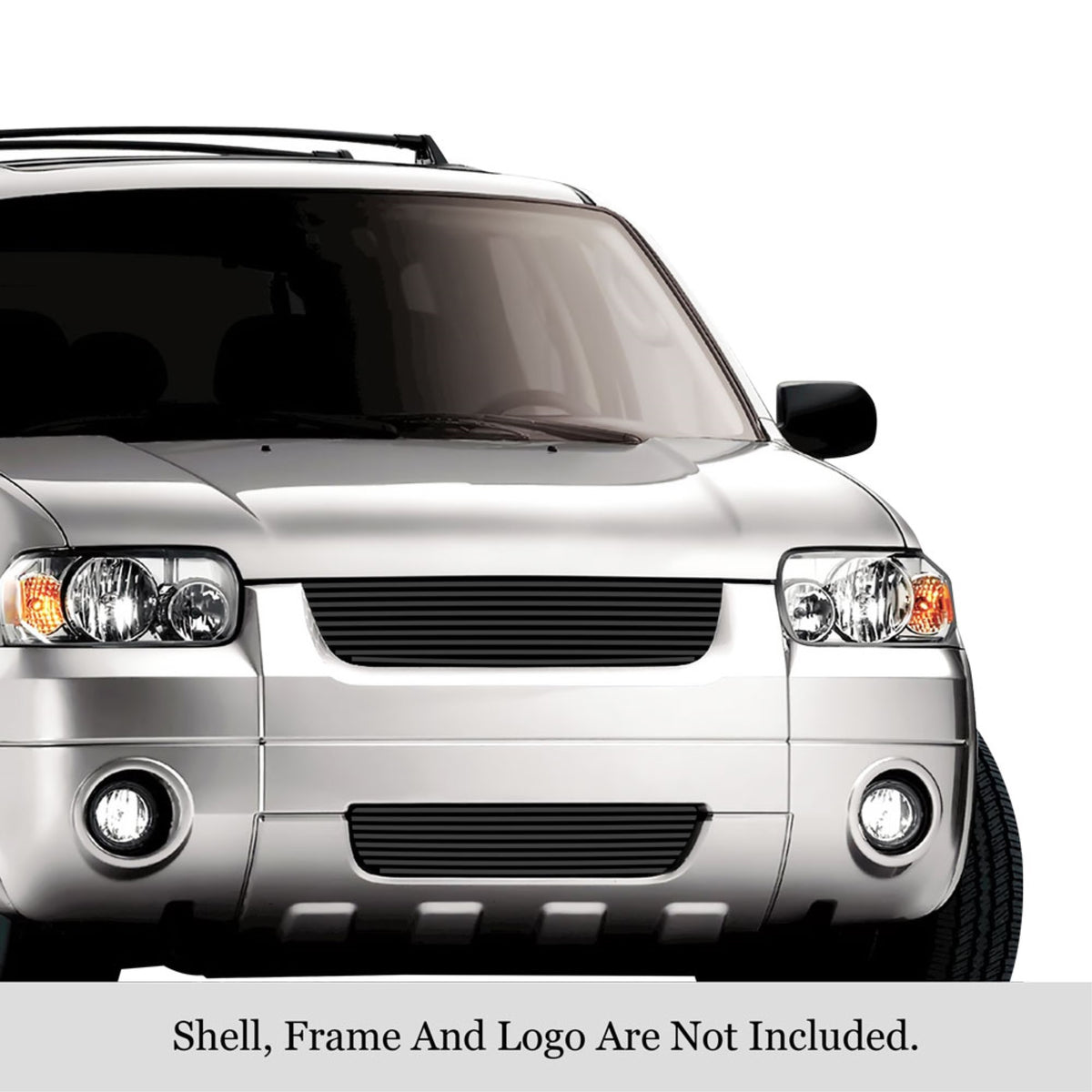 2005-2007 Ford Escape Stainless Steel Black Powder Coated Finish 8X6 Horizontal Billet Black Stainless Steel Billet Grille