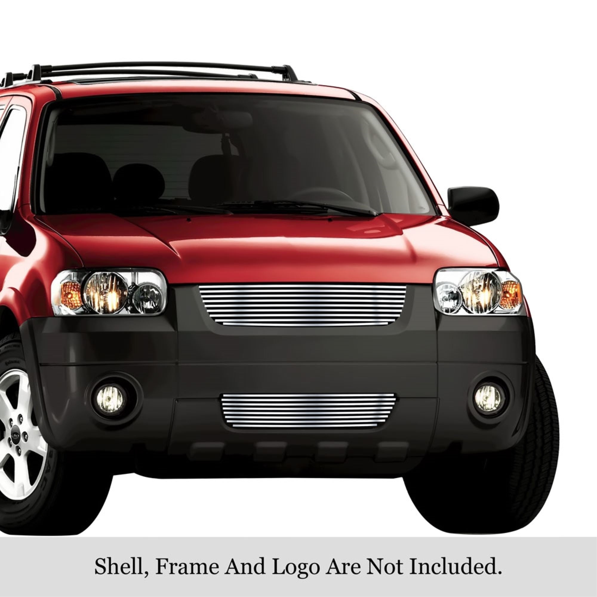 2005-2007 Ford Escape 304 Stainless Steel Polished Finish 8X6 Horizontal Billet Stainless Steel Billet Grille
