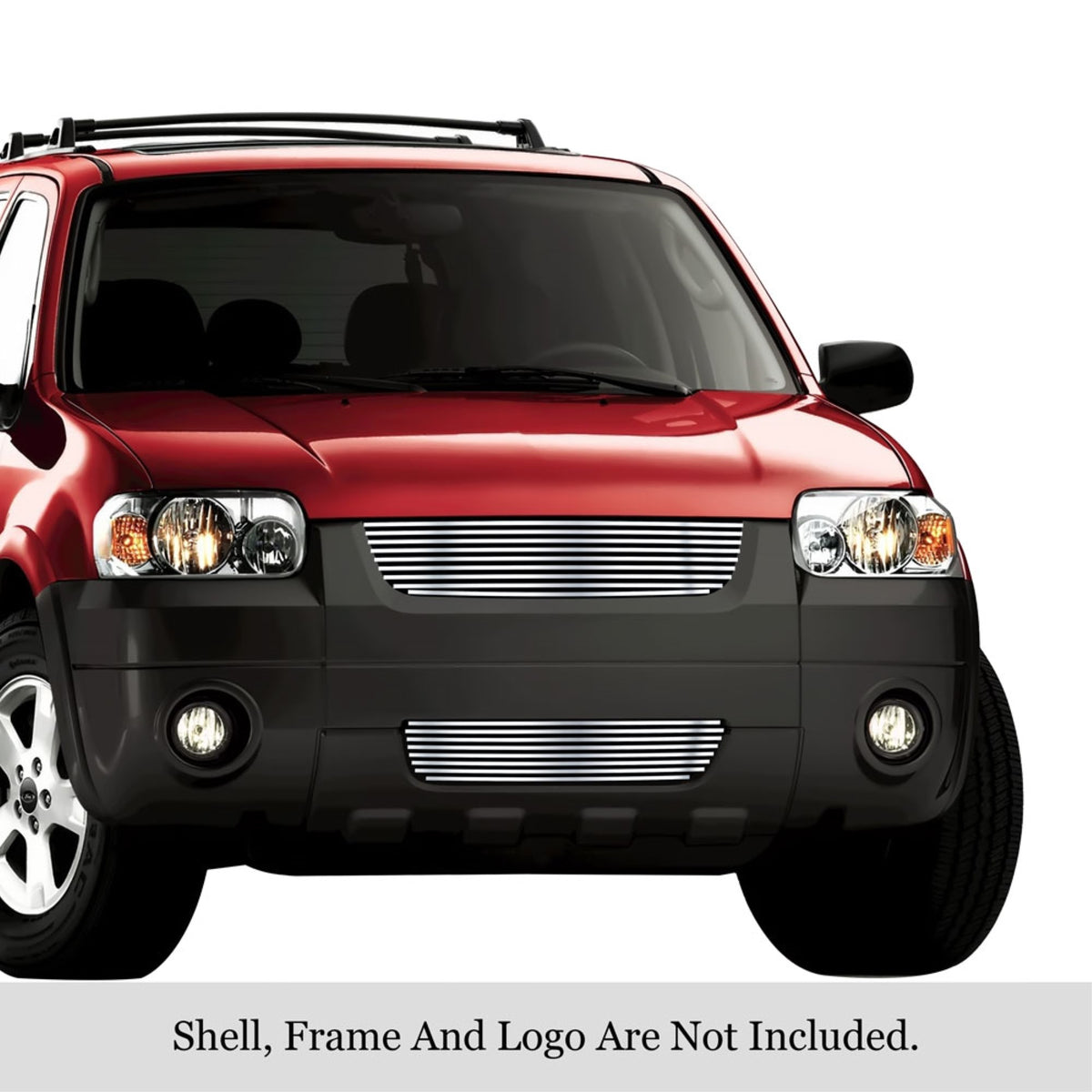 2005-2007 Ford Escape 304 Stainless Steel Polished Finish 8X6 Horizontal Billet Stainless Steel Billet Grille